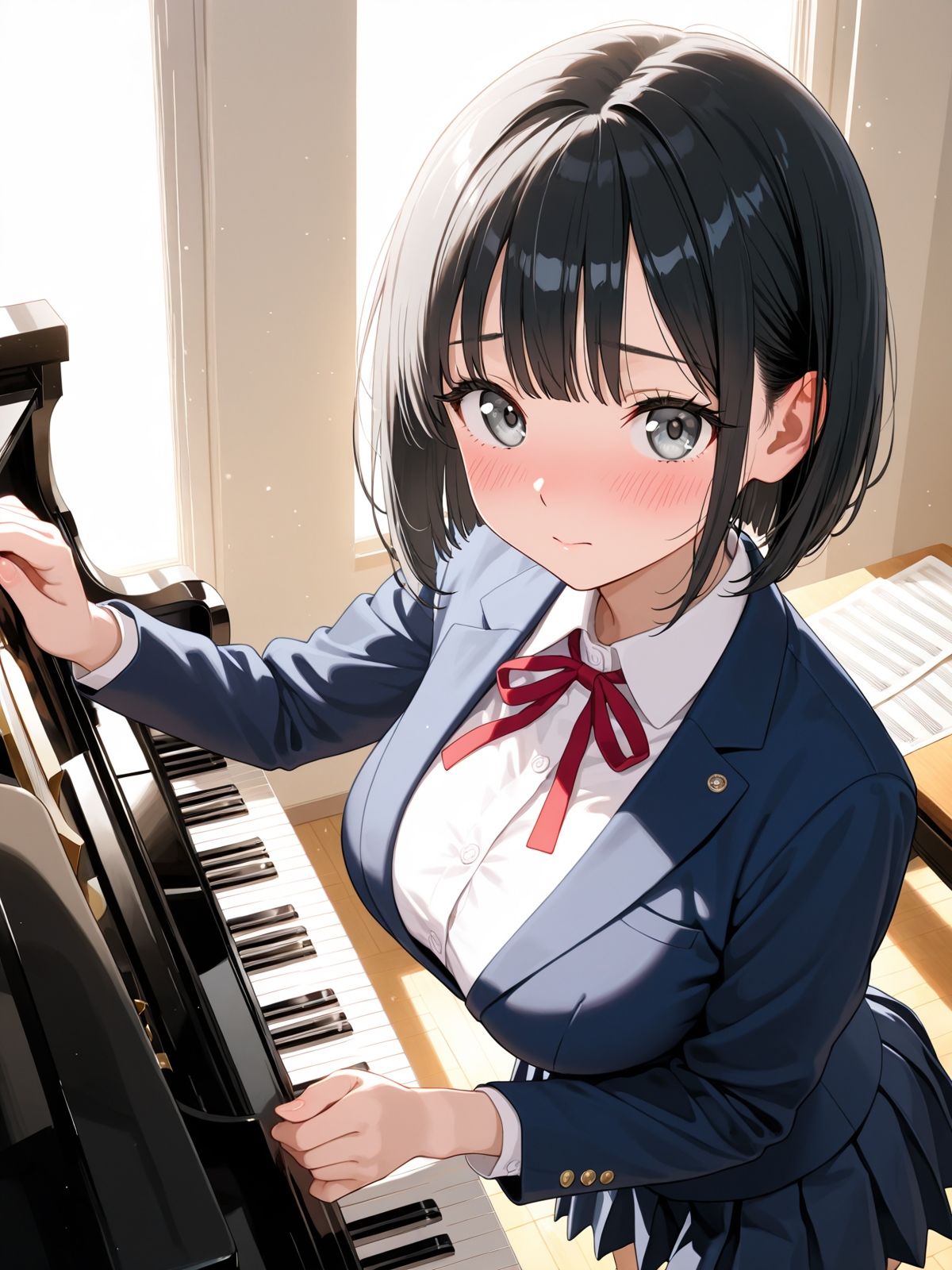 【AI学園喜ばれ部】部長と音楽室でHして中だししたら喜ばれた - サンプル画像 1