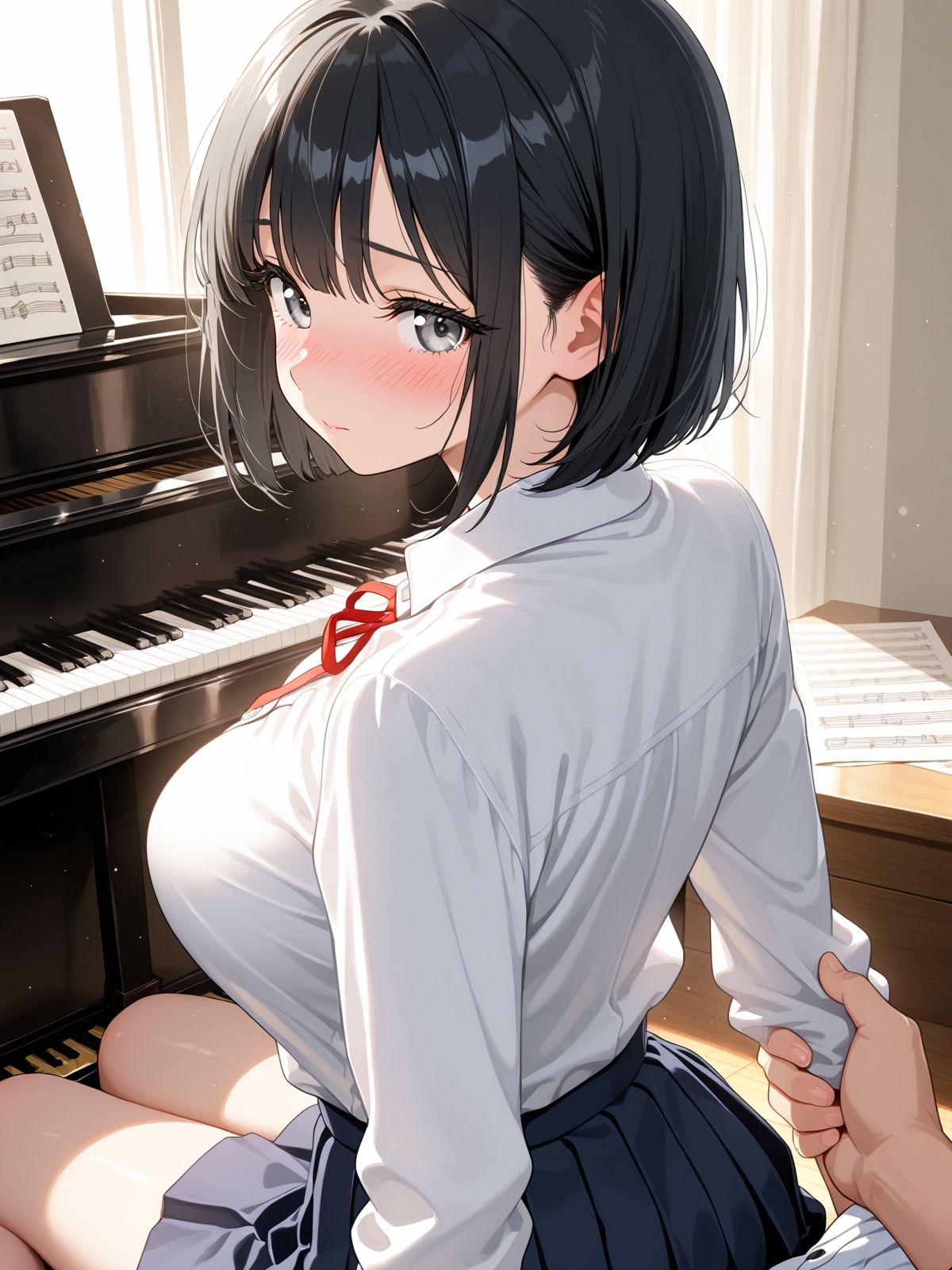 【AI学園喜ばれ部】部長と音楽室でHして中だししたら喜ばれた - サンプル画像 2