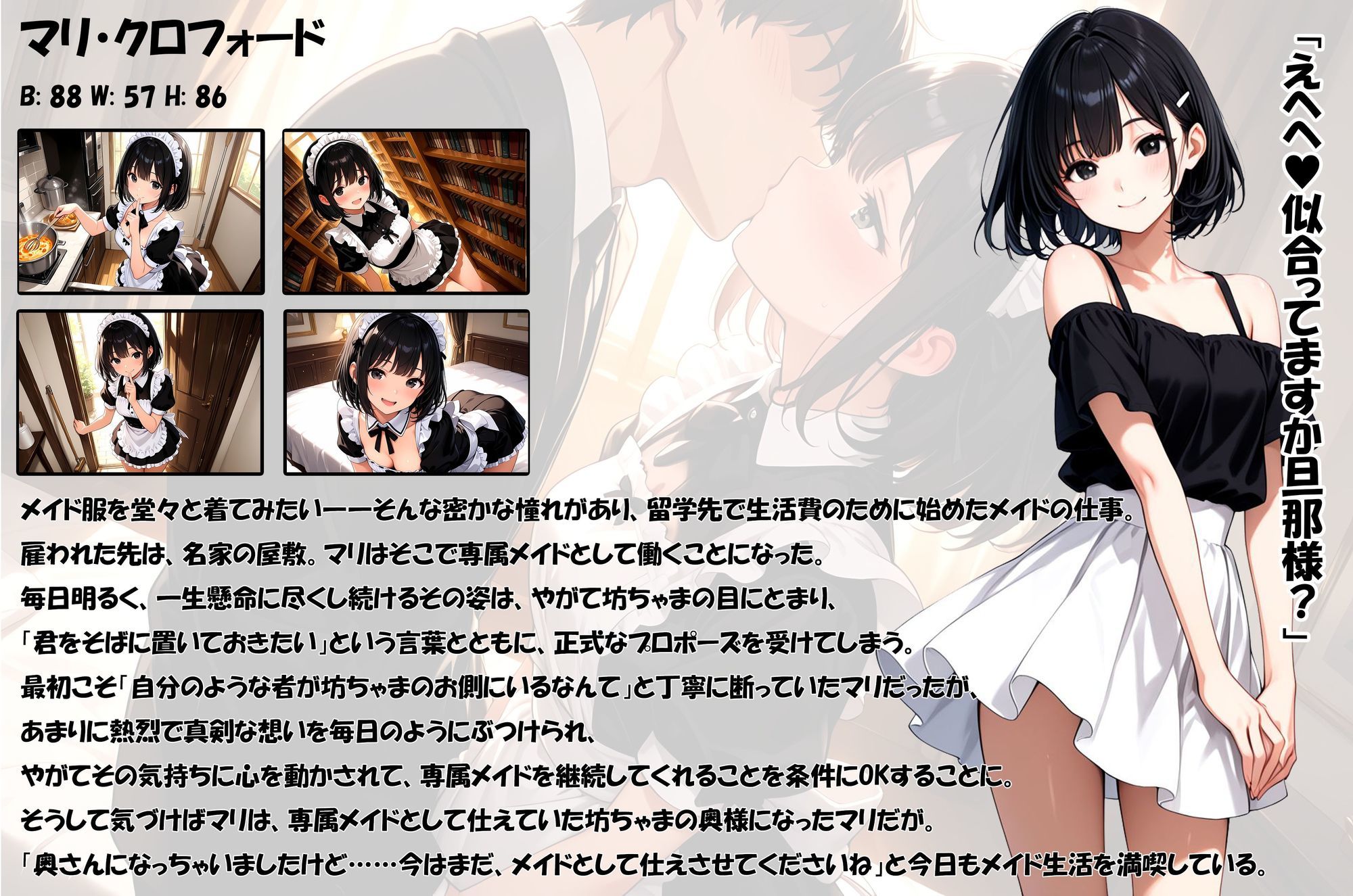 嫁入りメイドのマリ2 旦那様とのお泊りデート  ホテルでいっぱいえっちなことしちゃうお話 - サンプル画像 1