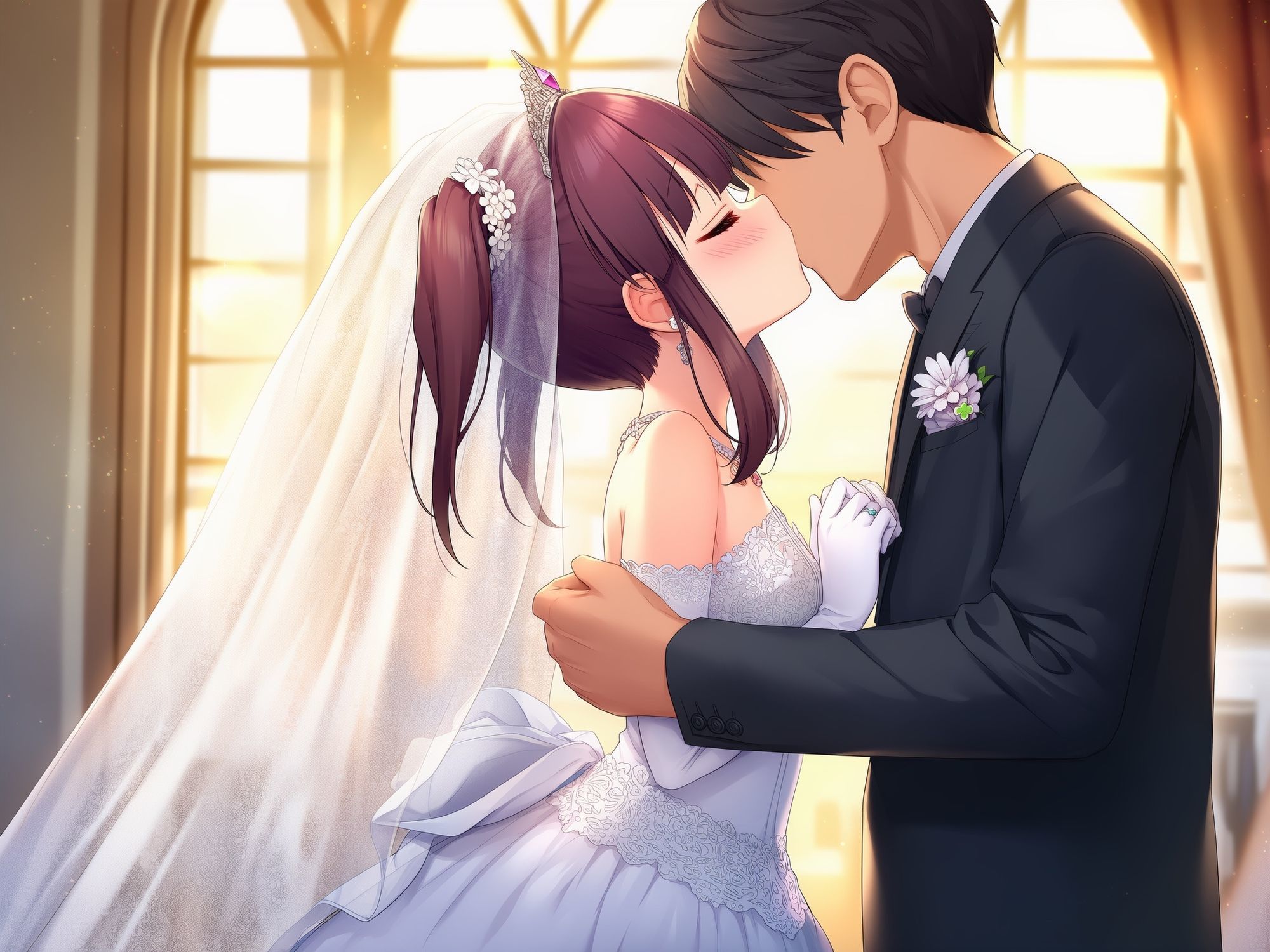 （103枚）ウェディング姿の天使系アイドルとイチャラブするイラスト集 - サンプル画像 2