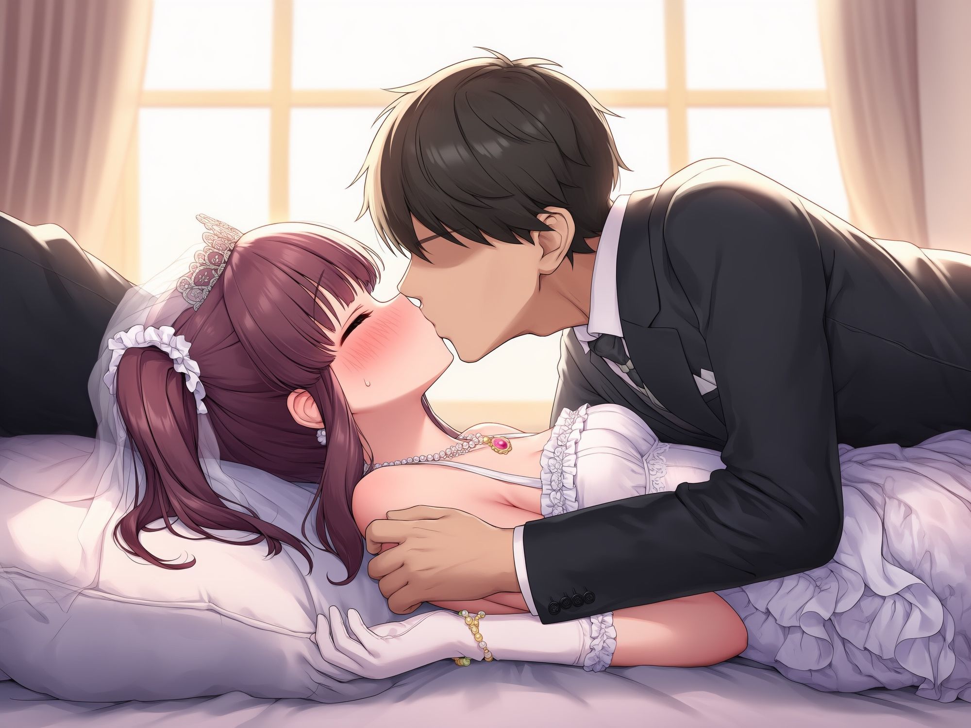 （103枚）ウェディング姿の天使系アイドルとイチャラブするイラスト集 - サンプル画像 4