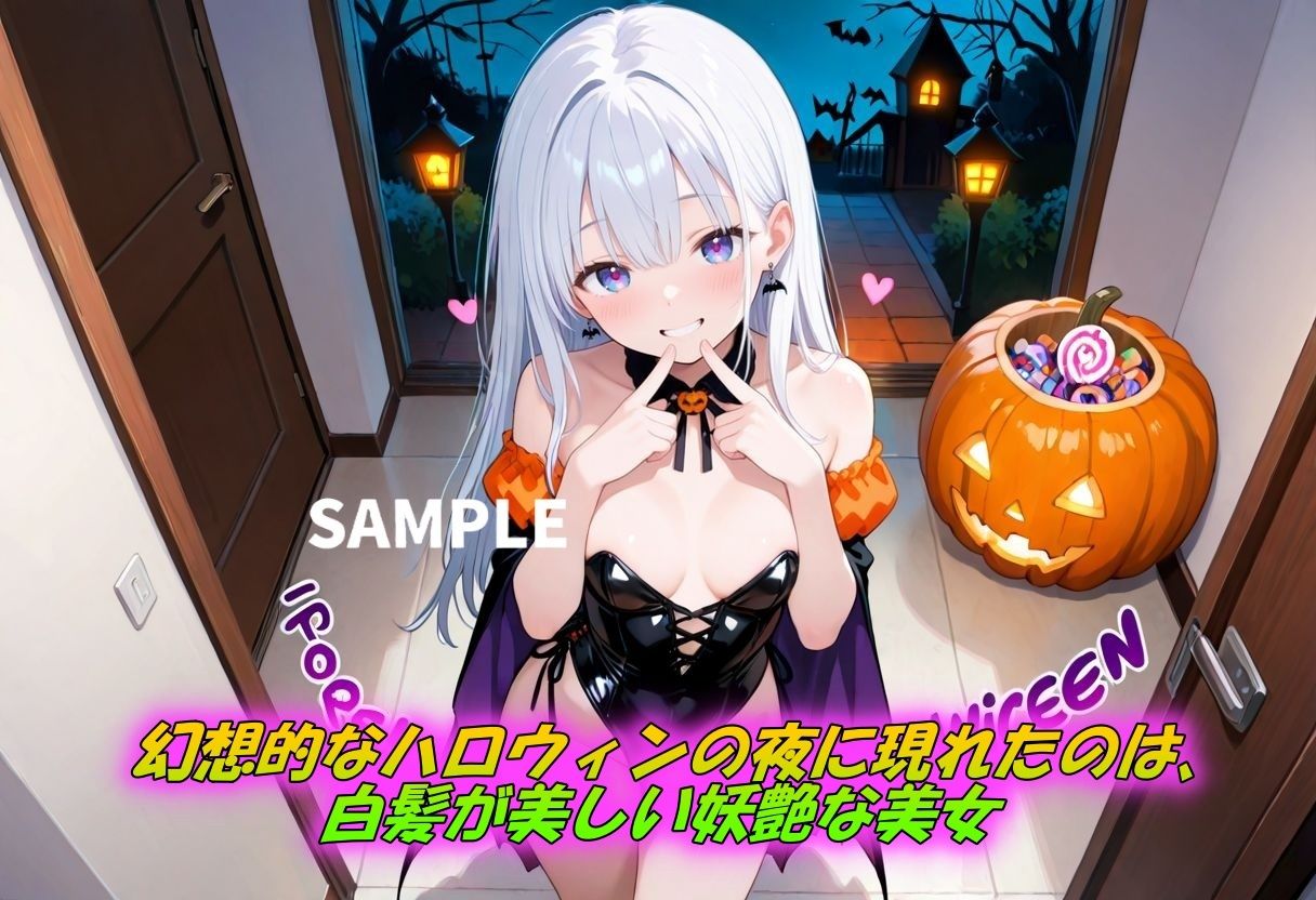 白髪美女がHalloweenコスSEX - サンプル画像 1