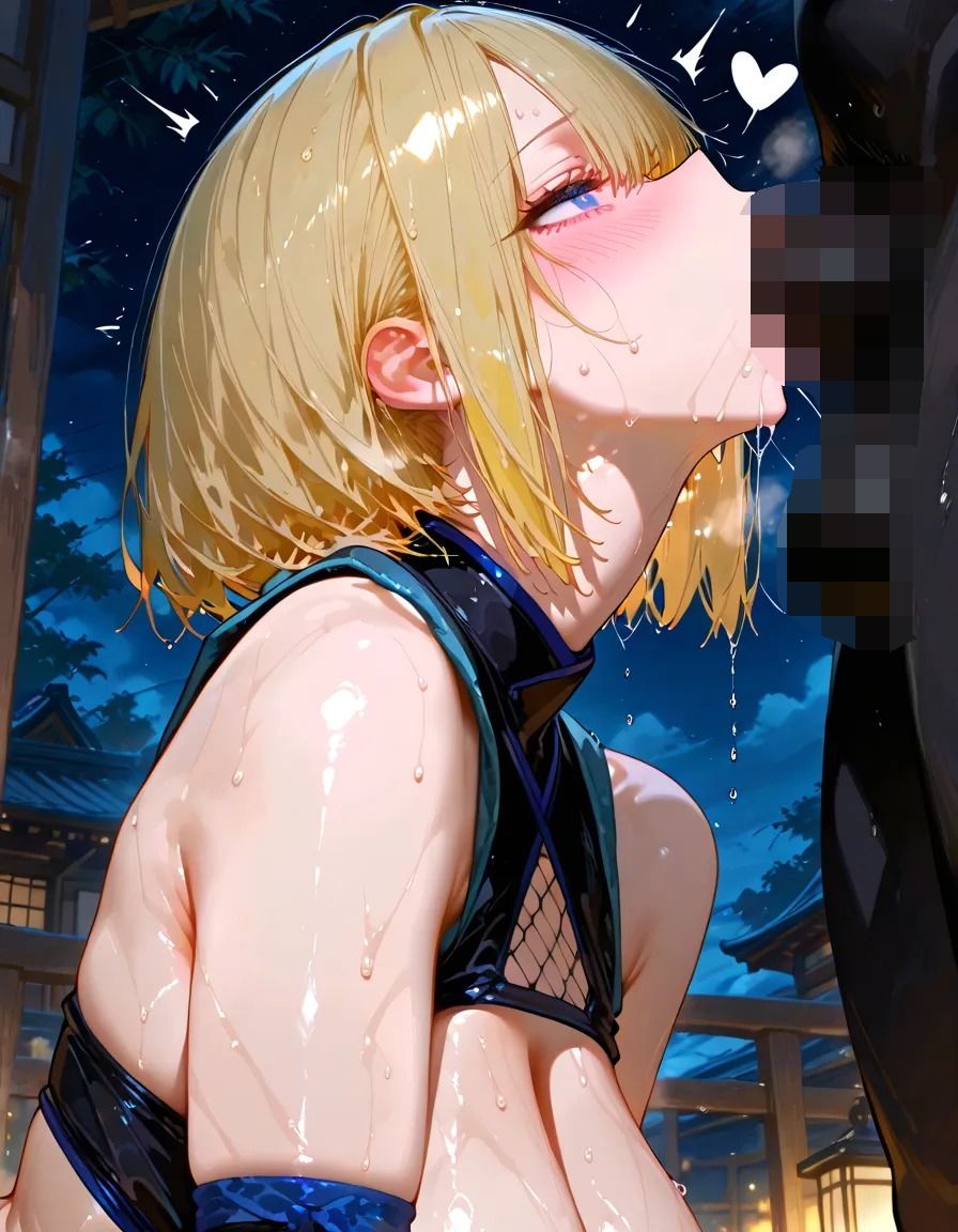 AIグラビアモデル  汗だく金髪ショートカット美少女が忍者姿で激しくエッチなセクシー写真集 - サンプル画像 8