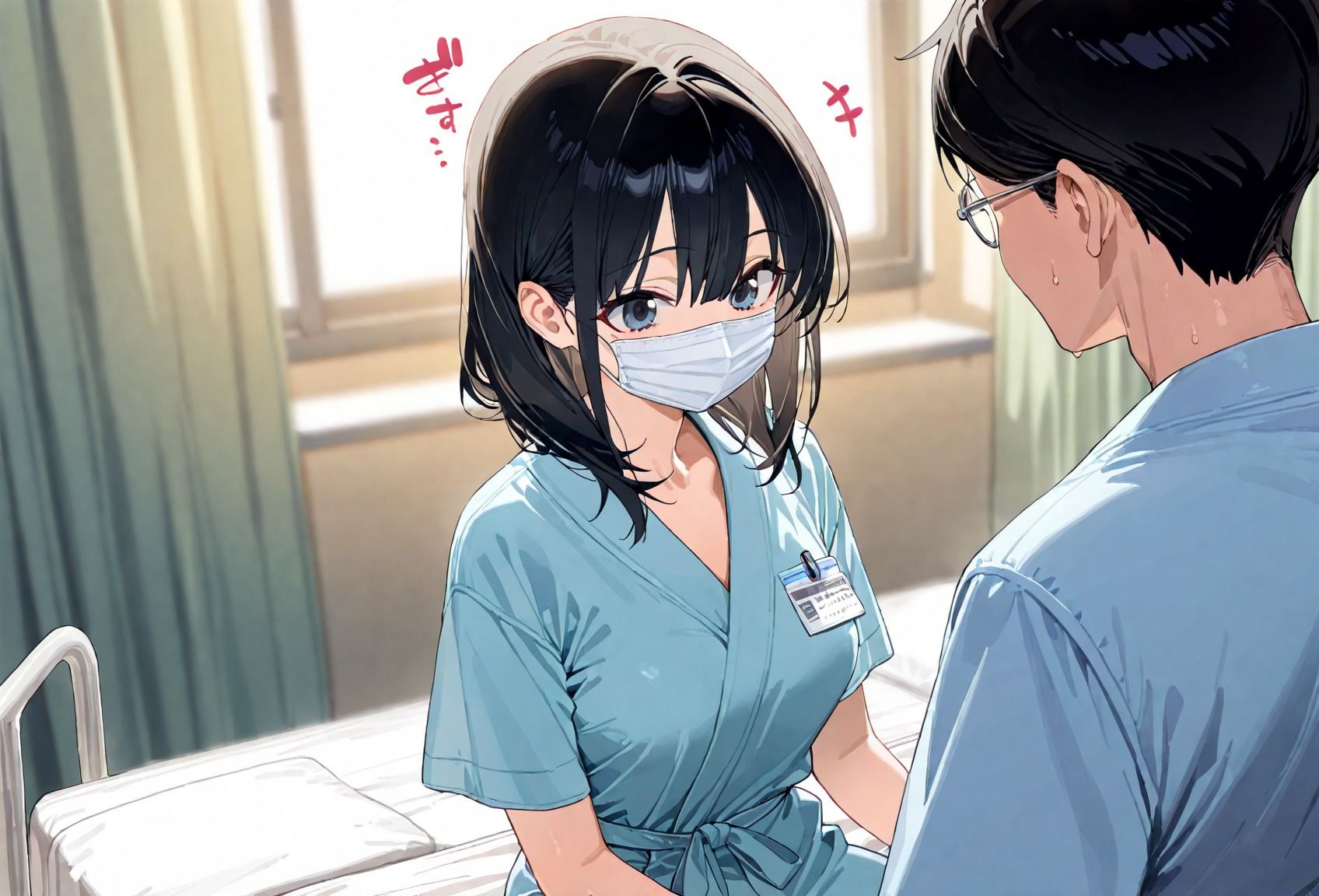 黒髪巨乳ナースの診療室秘められた夜勤記録 - サンプル画像 1