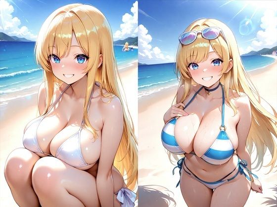 金髪巨乳ギャルが真夏のビーチでムラついてしまい、種付けされまくった件 - サンプル画像 1