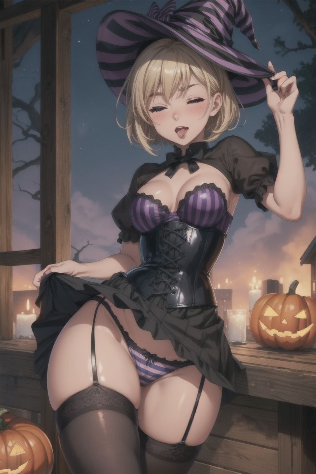 ブロンドショートのハロウィン 魔女衣装 - サンプル画像 4