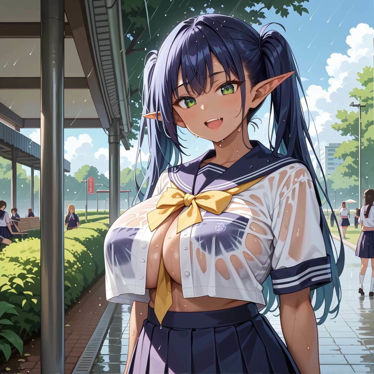 雨の中エロエルフに絞り取られた5！310枚 - サンプル画像 1