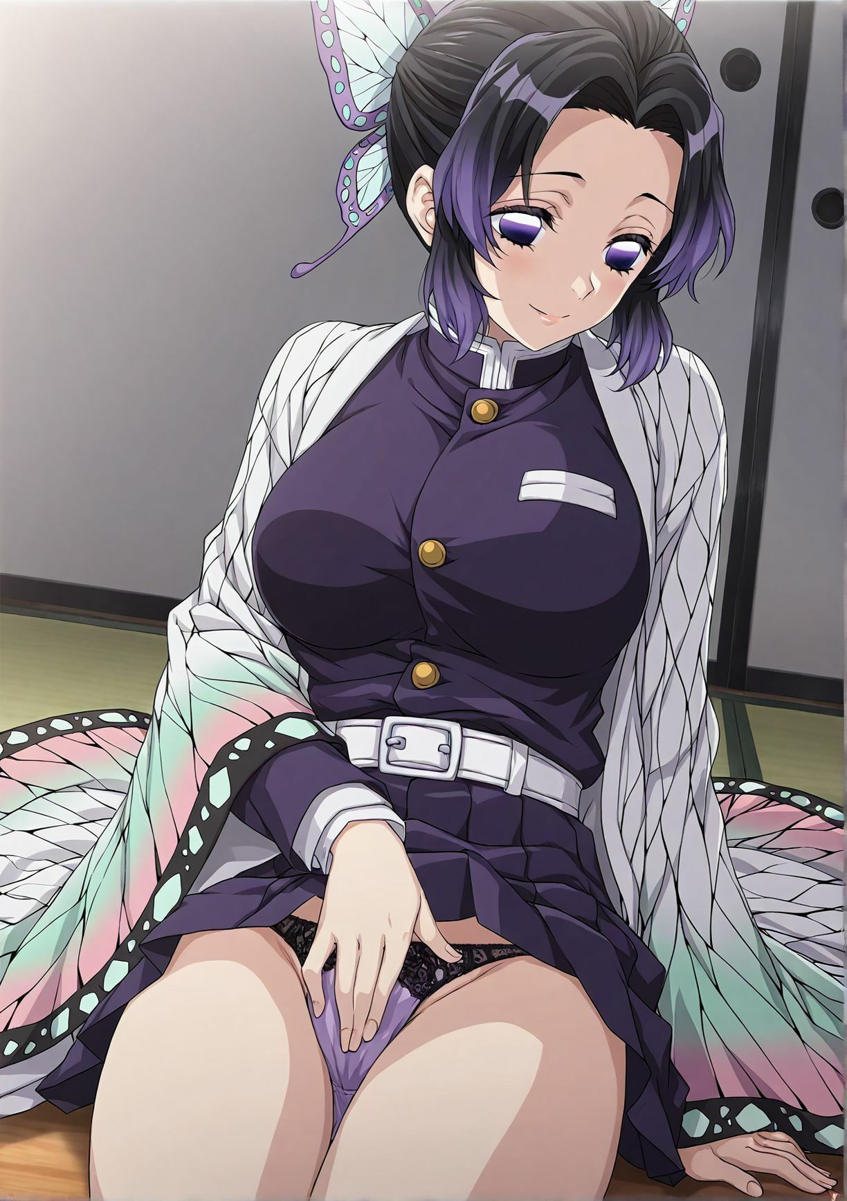 ぱんちらマニア！竈門禰〇子＆胡蝶し〇ぶ＆栗花落カ〇ヲの禁断セット - サンプル画像 3