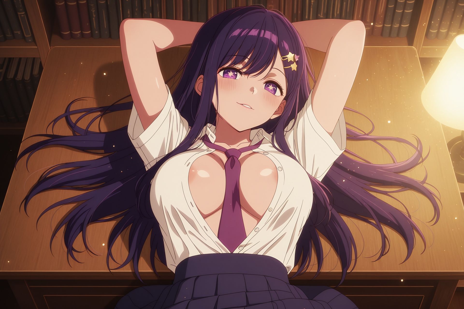 【AIイラスト集/R18】完璧で究極のアイドル_図書館・制服コレクション（155枚）/【AI CG Collection / R18】The Perfect Idol - Library ＆ Uniform Collection （155 Images） - サンプル画像 5