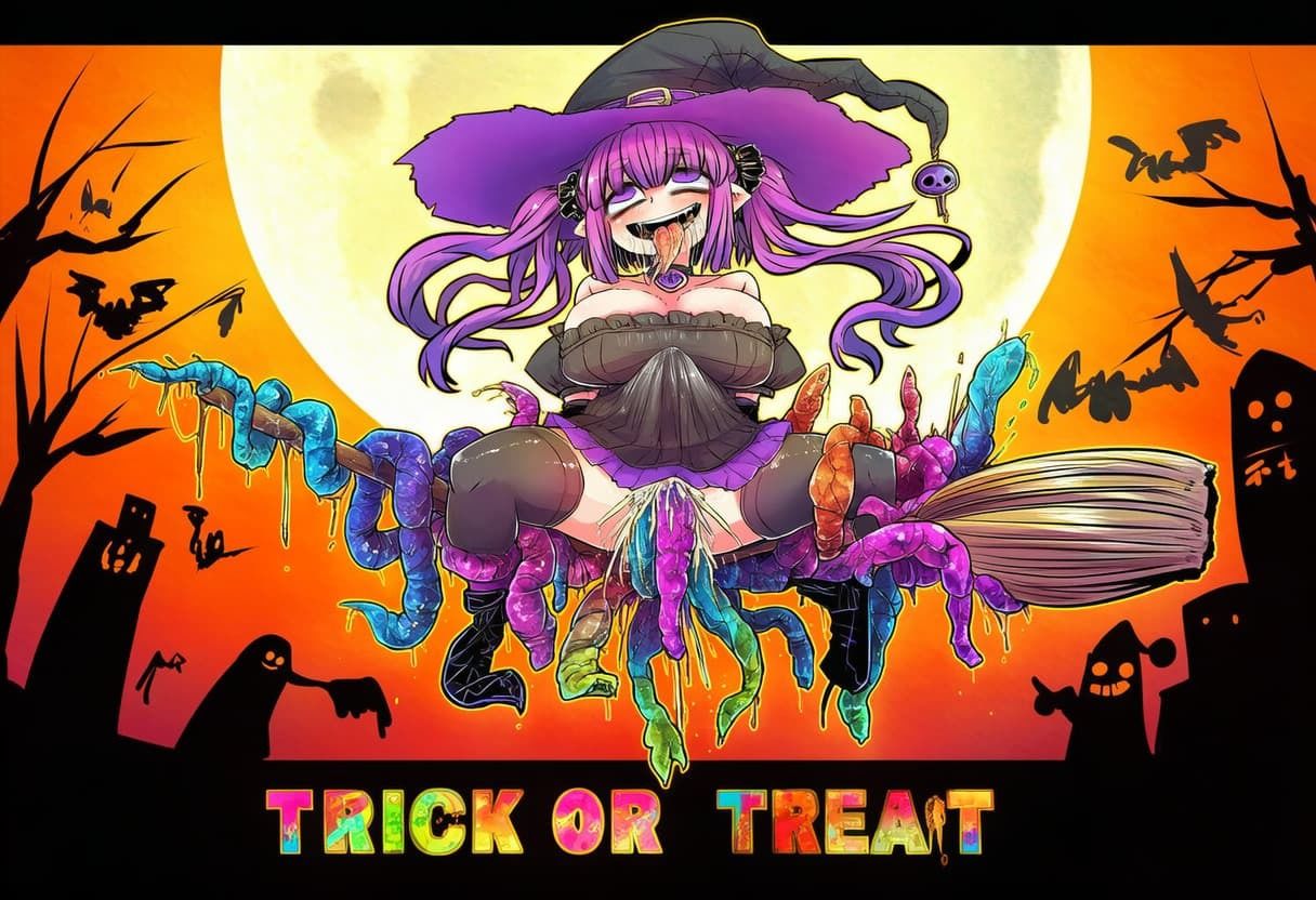 【触手】落ちこぼれ魔女のハロウィンの夜 - サンプル画像 1