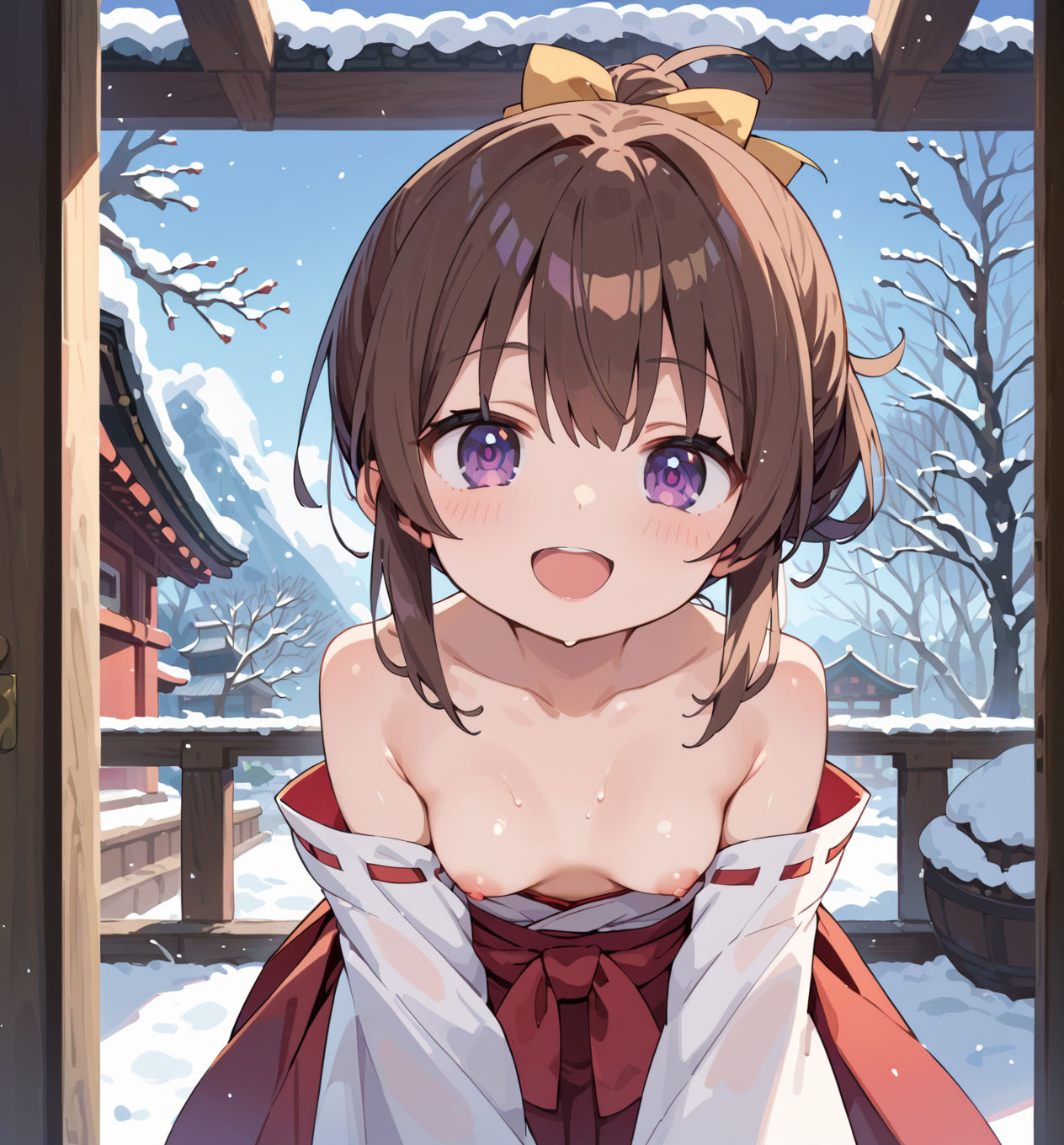 雪の初詣、巫女さんが笑った瞬間に春が来たscene.1 - サンプル画像 4
