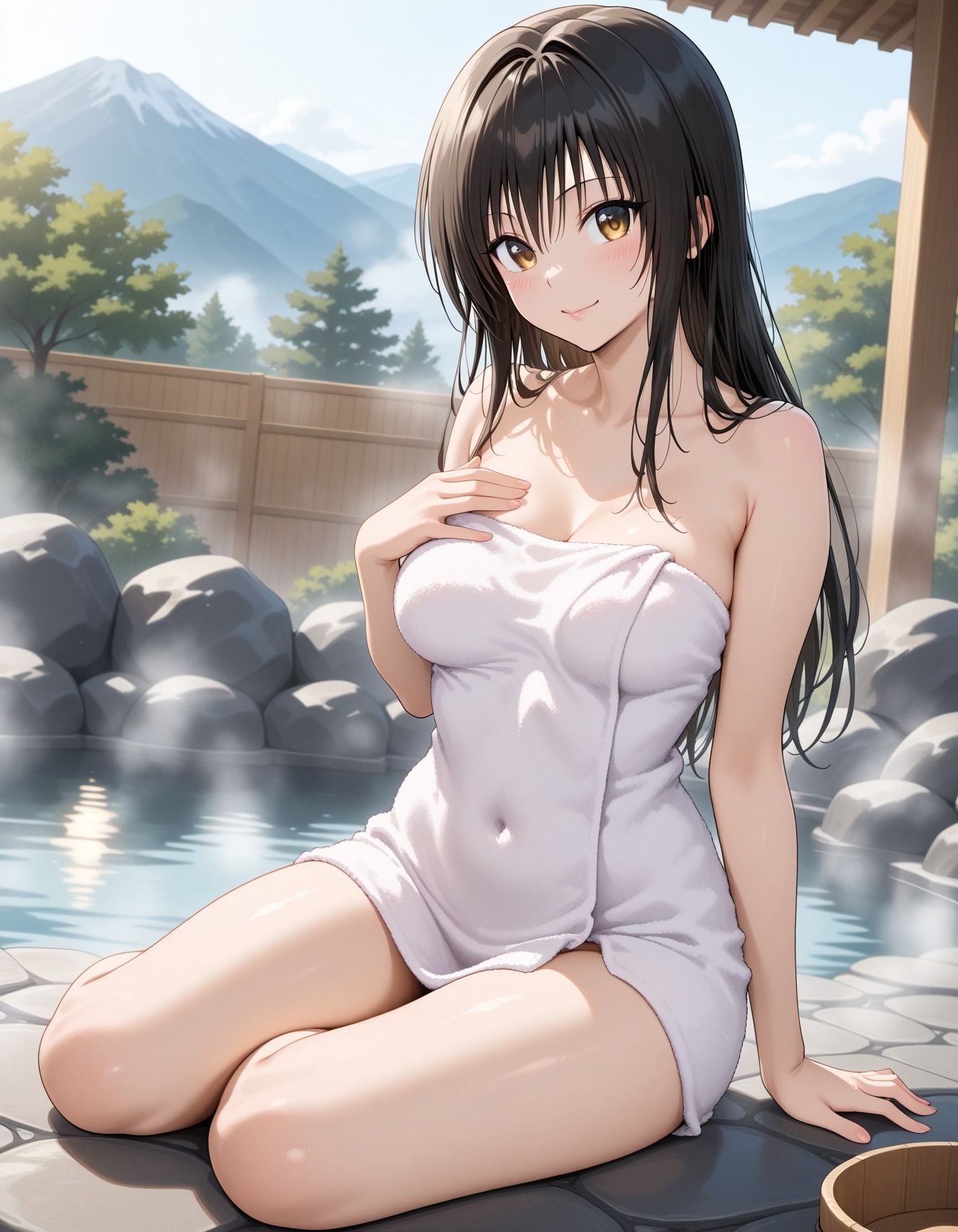 露天風呂でキモ男達に襲われた少女 - サンプル画像 1