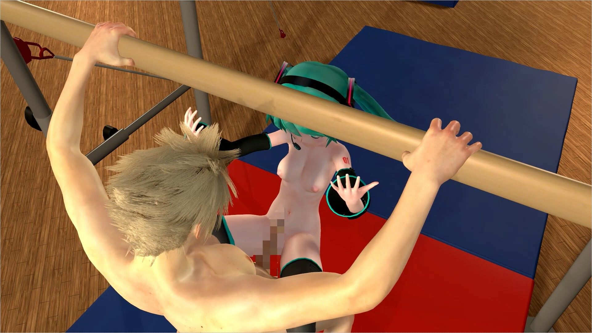 【ROMV338】【動画】初音ミクセーラー制服とクラウド「新体操鉄棒セックス」 - サンプル画像 1