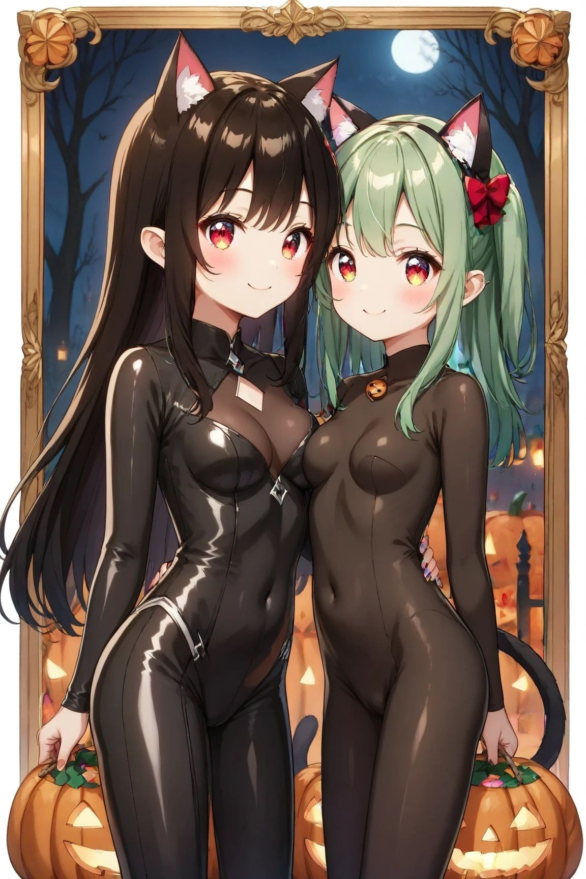 ハロウィン 魔女と黒猫 - サンプル画像 1