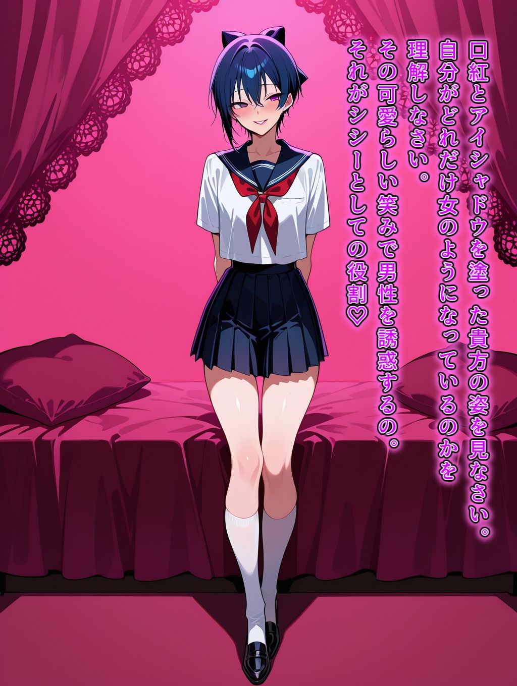 【女装メス堕ちシッシーキャプション1】あなたをSissyに染め上げる（はーと）男に溺れるマゾメス製造シッシーキャプション集 - サンプル画像 3