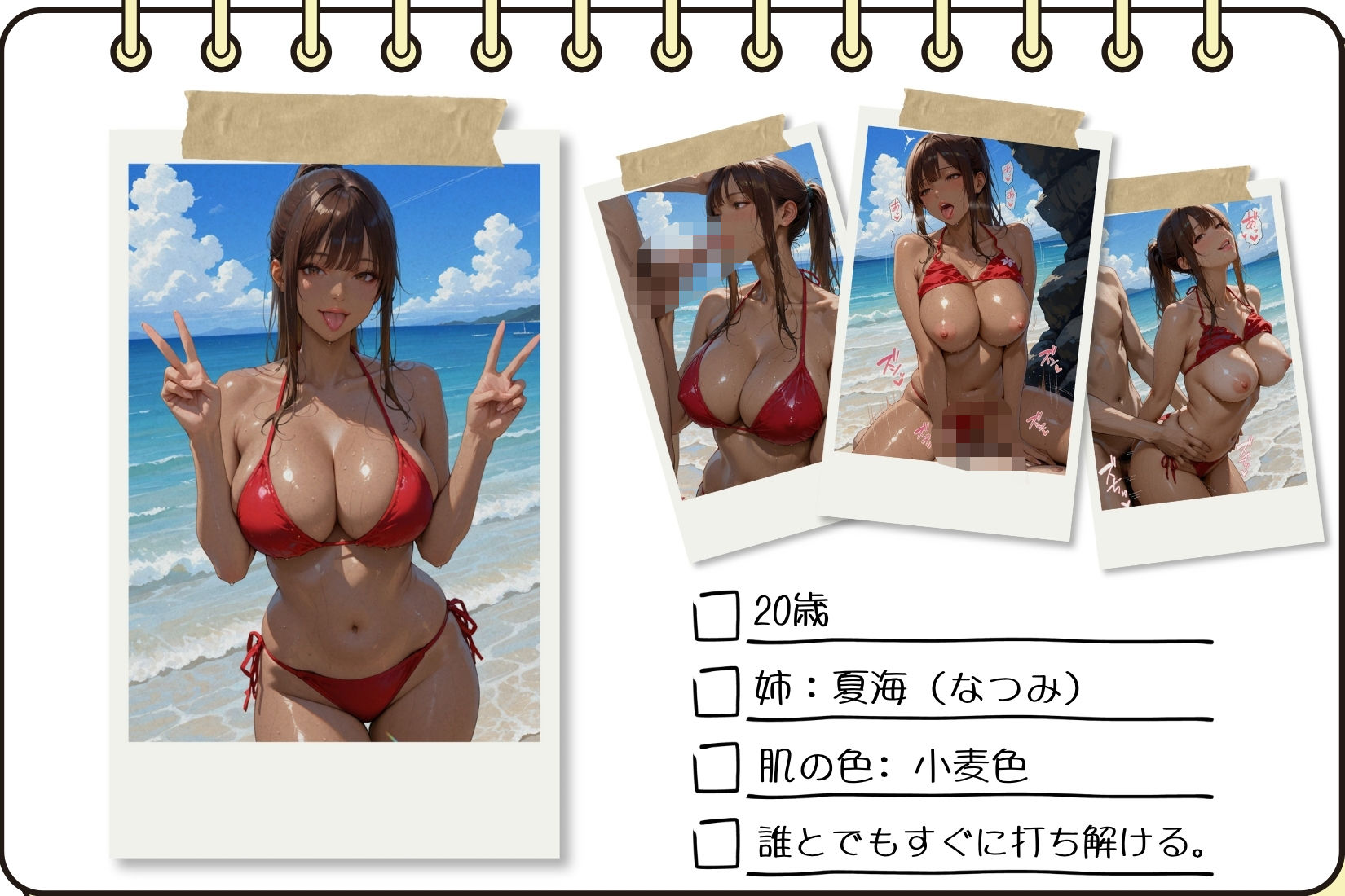 双子ビーチ〜白黒姉妹にビーチで中だしVol.2 - サンプル画像 1