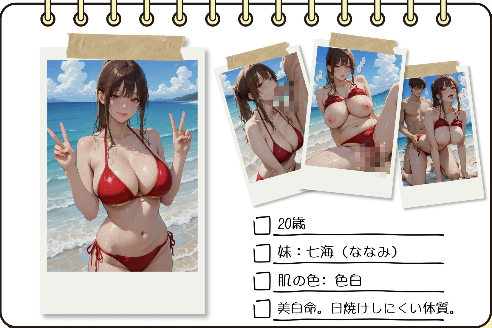 双子ビーチ〜白黒姉妹にビーチで中だしVol.2 - サンプル画像 2