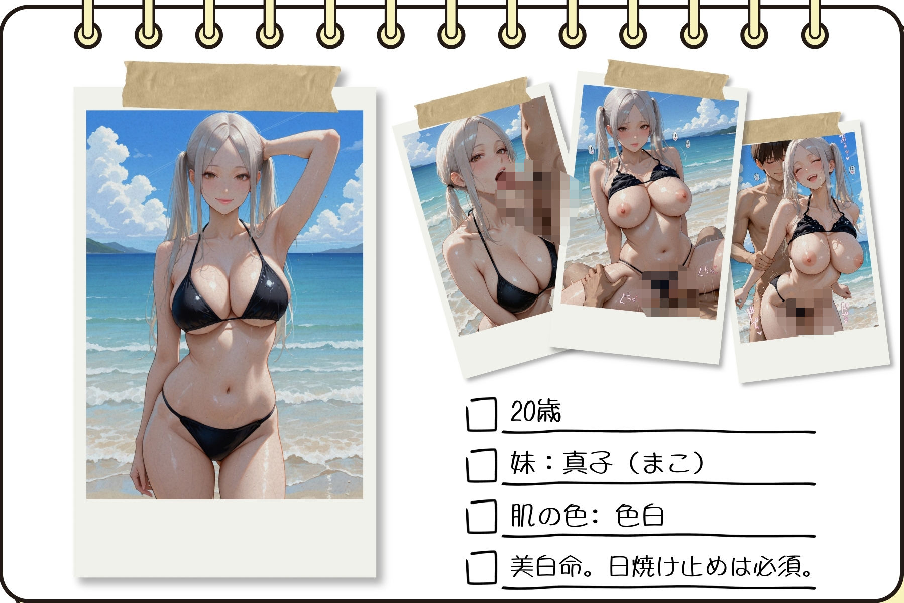 双子ビーチ〜白黒姉妹にビーチで中だしVol.2 - サンプル画像 4