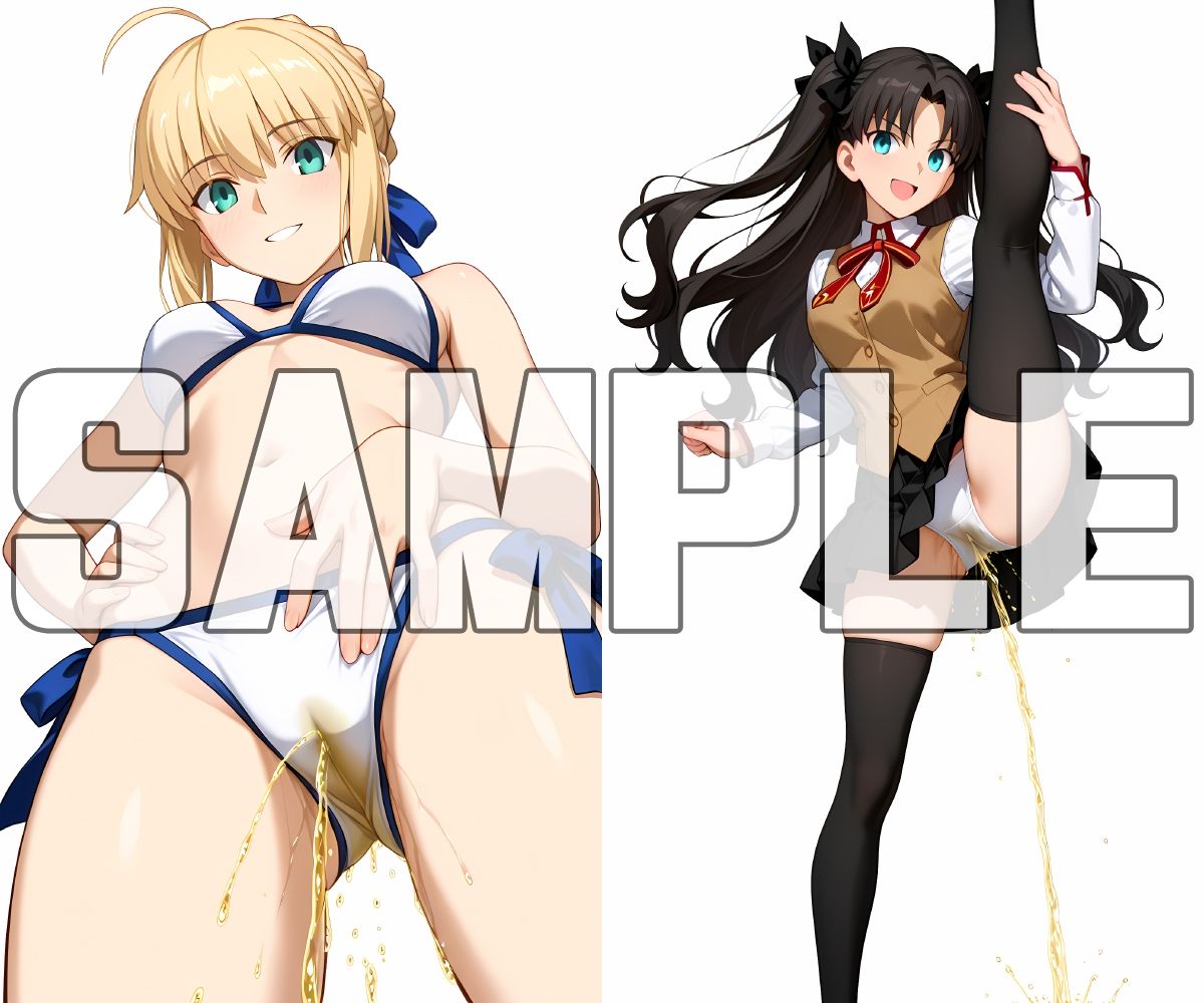 蔵出しおしっこお漏らしする「セ◯バー」と「遠◯凛」 - サンプル画像 1