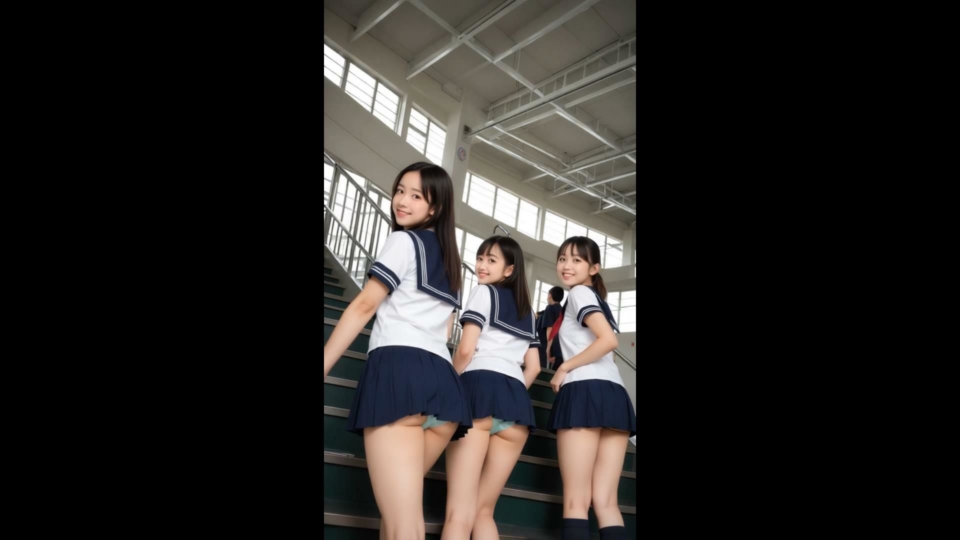 【動画】制服女子の直下からの風景 - サンプル画像 7