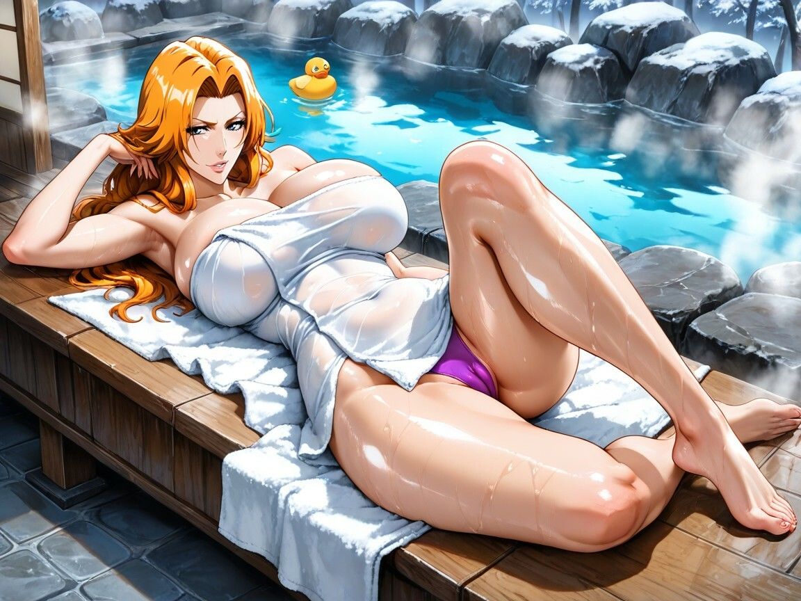 伝説の巨乳キャラシリーズ乱菊さん、温泉旅行・露天風呂編 - サンプル画像 1