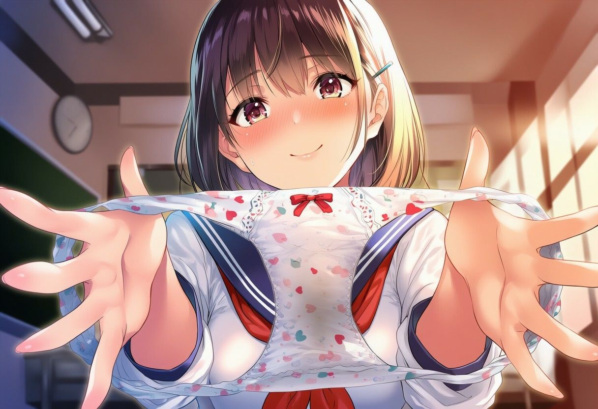 パンツを広げて見せてくれる女の子 - サンプル画像 2