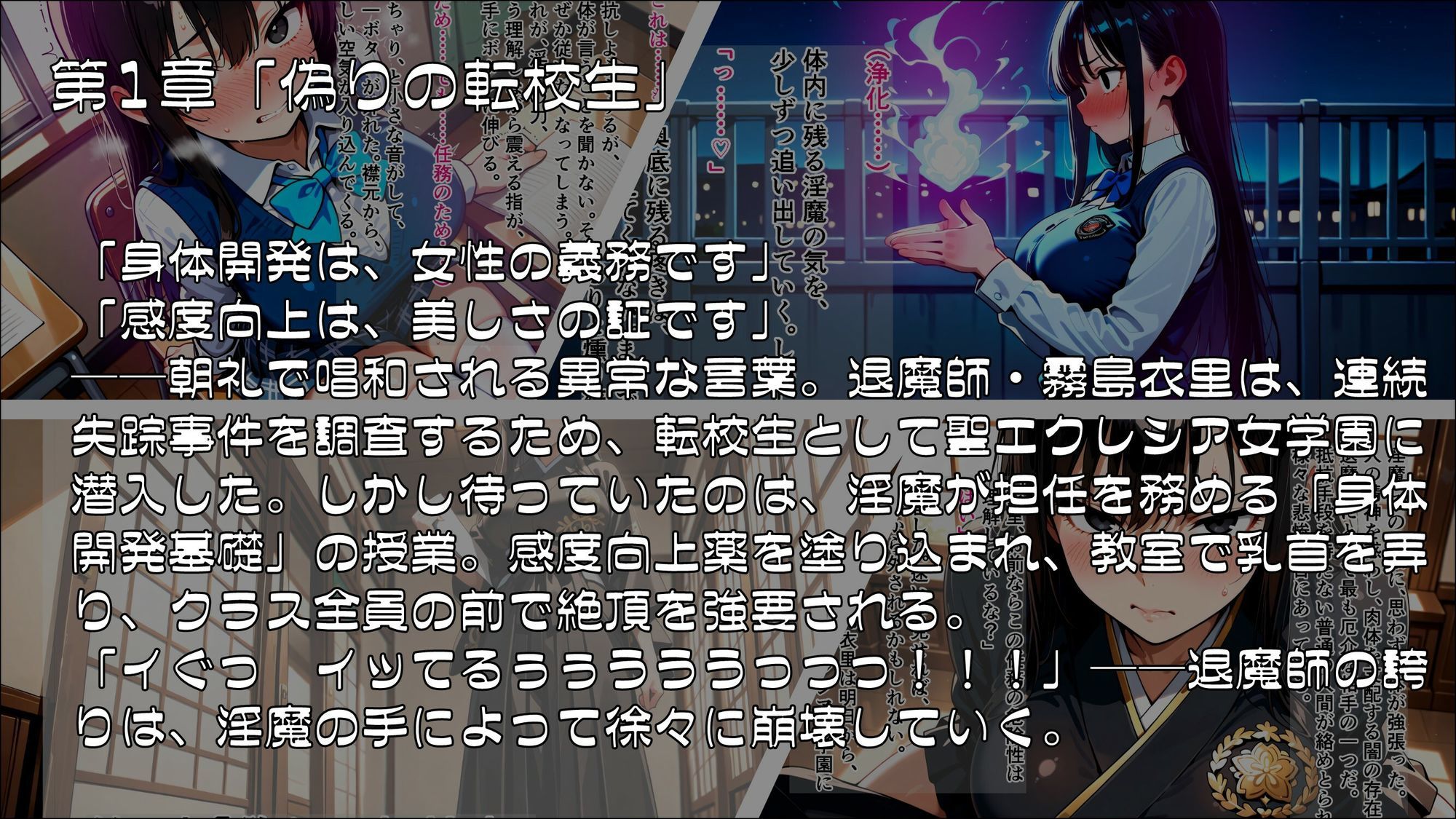 退魔師衣里の潜入任務〜淫魔に支配された女学園と失踪事件の真相〜Part.1 - サンプル画像 1