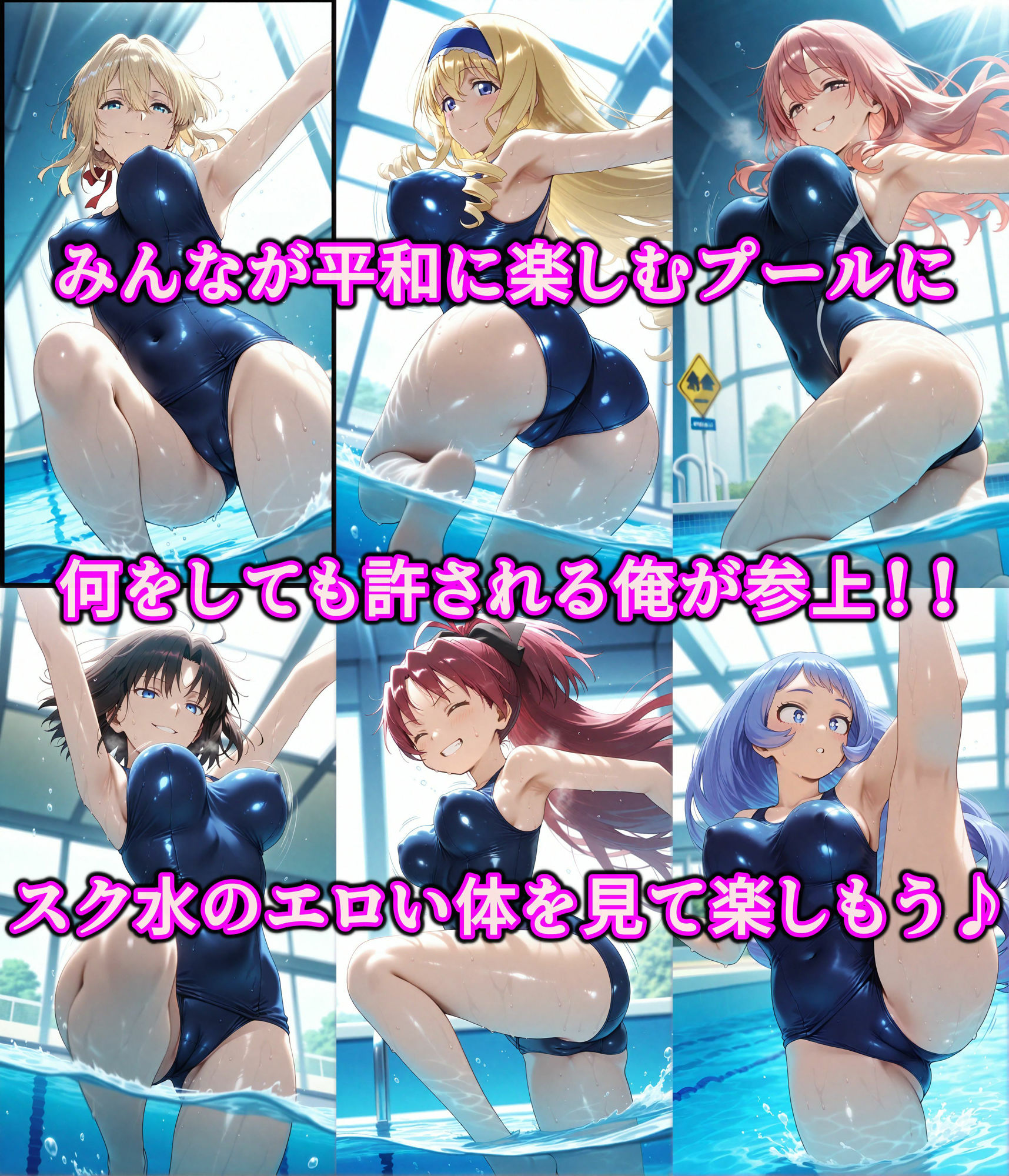 ヤりたい女を好き放題 俺が何をしても許されるエロい世界 好きな場所でスケベ三昧やり放題！！ Vol.2 プールの中でスク水女子と戯れる - サンプル画像 2