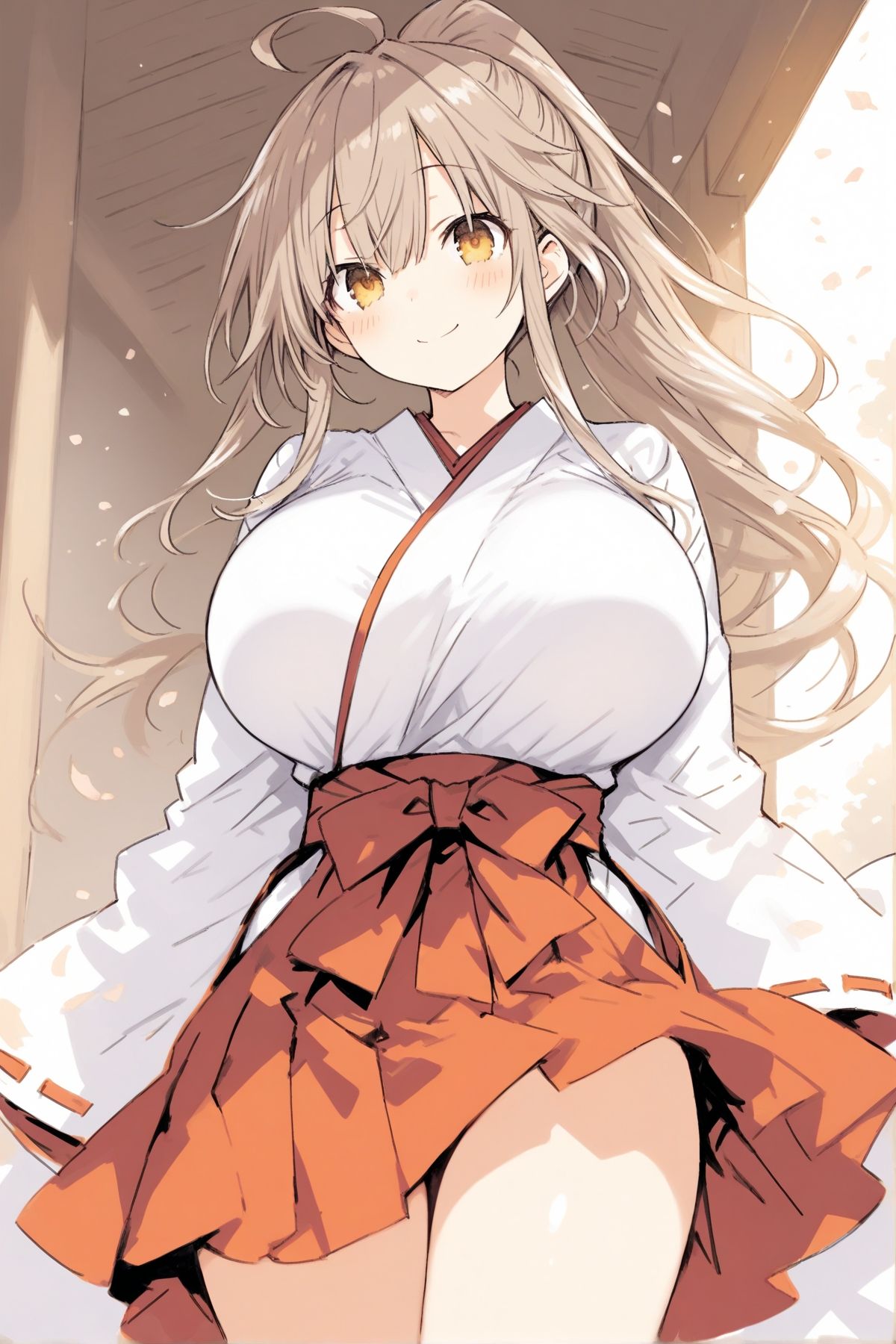 巫女さんのミルクがあふれちゃう！ - サンプル画像 1