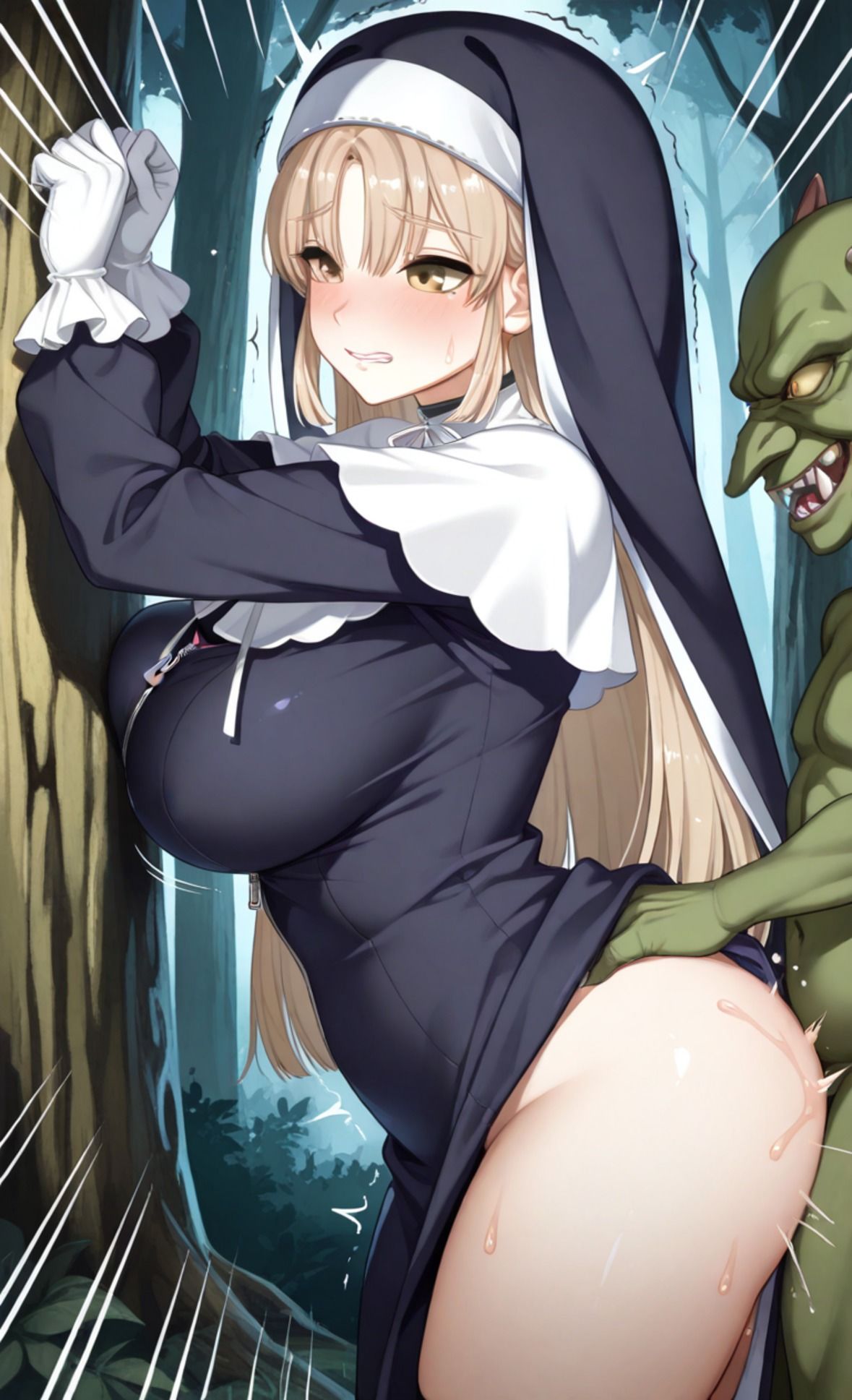 「神様助けてください…」修道女シスター・ク●アがゴブリンに種付けされて孕み袋肉便器に堕ちる話 - サンプル画像 5