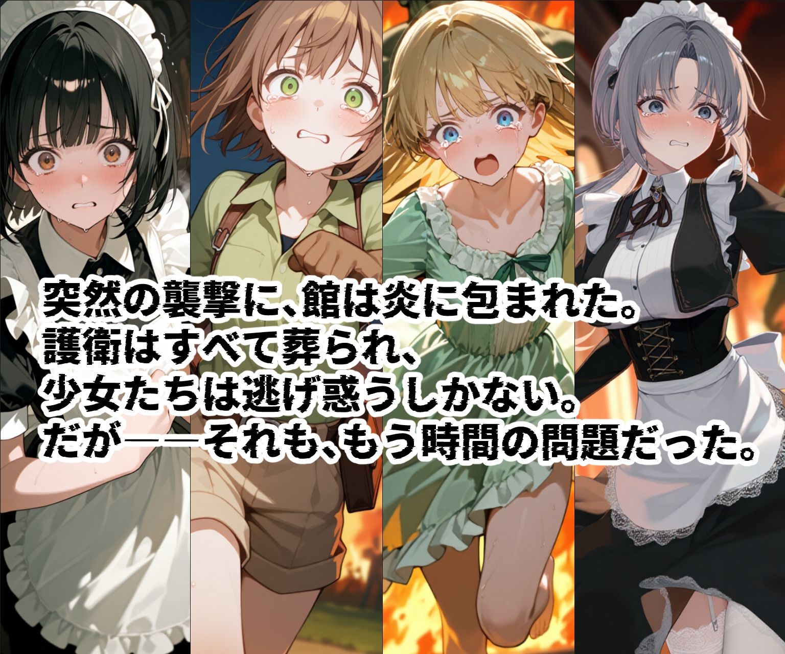 苗床捕獲-蹂躙- オークの襲来！蹂躙されて苗床となった館の少女たち - サンプル画像 2