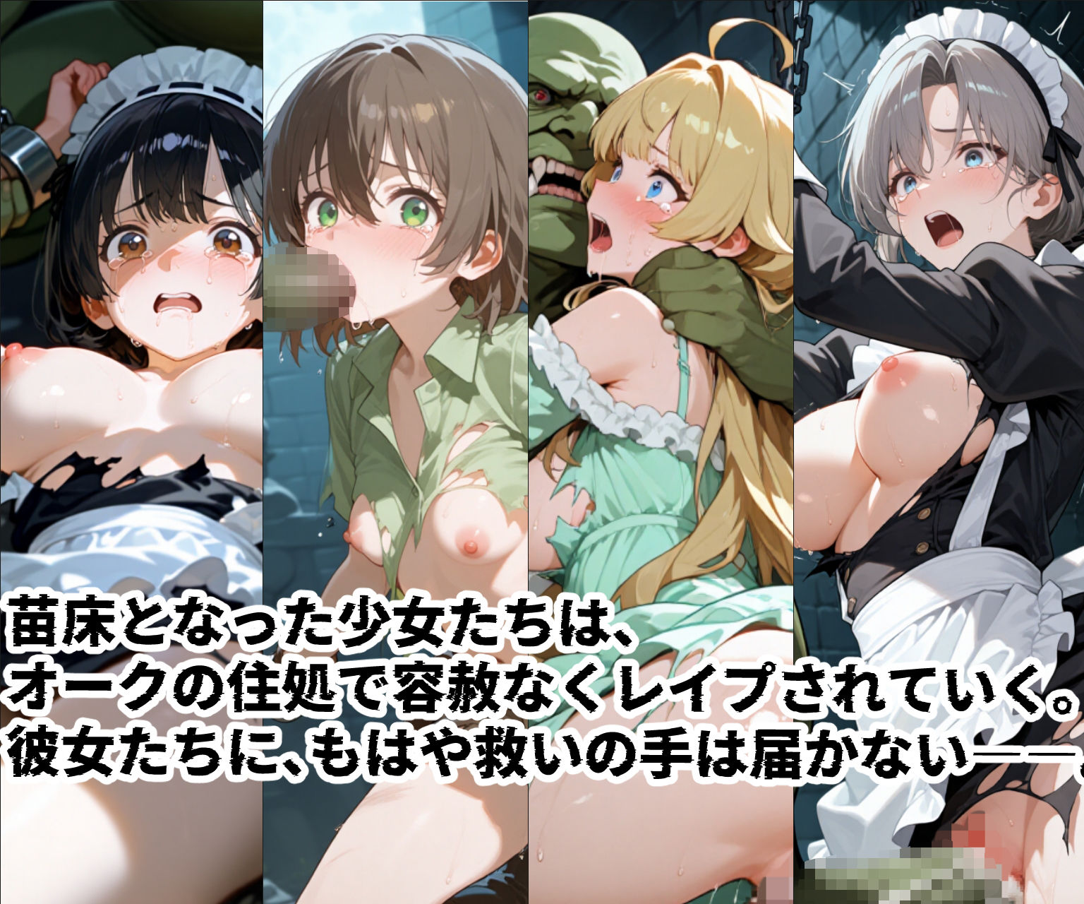 苗床捕獲-蹂躙- オークの襲来！蹂躙されて苗床となった館の少女たち - サンプル画像 8