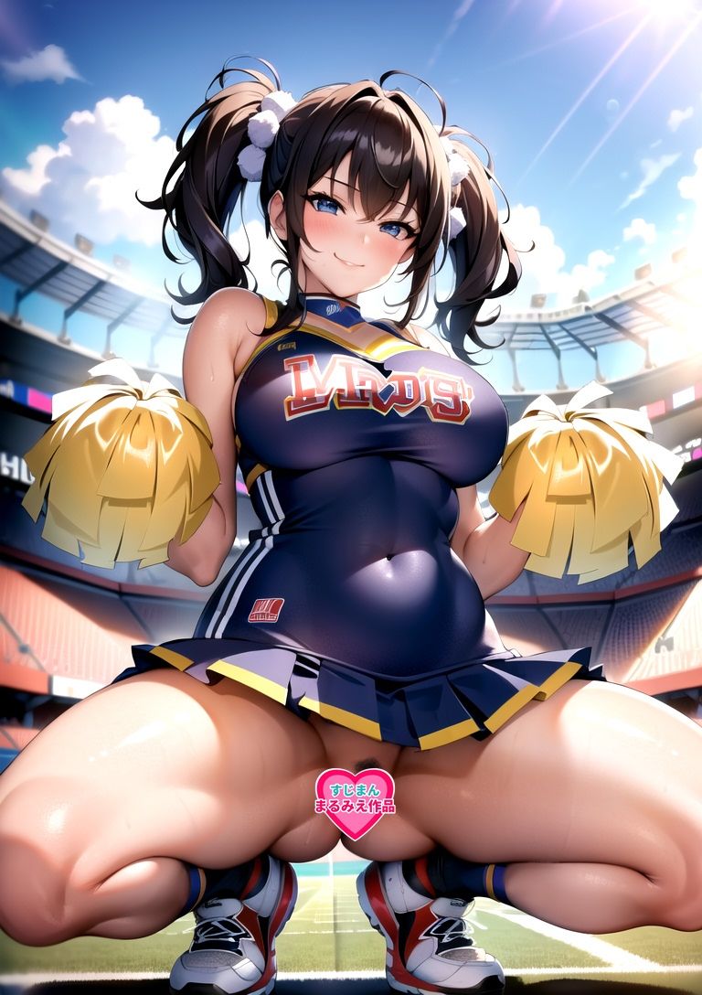 【陰毛ありVer】ノーパンチアリーダーのすじまん！ - サンプル画像 1