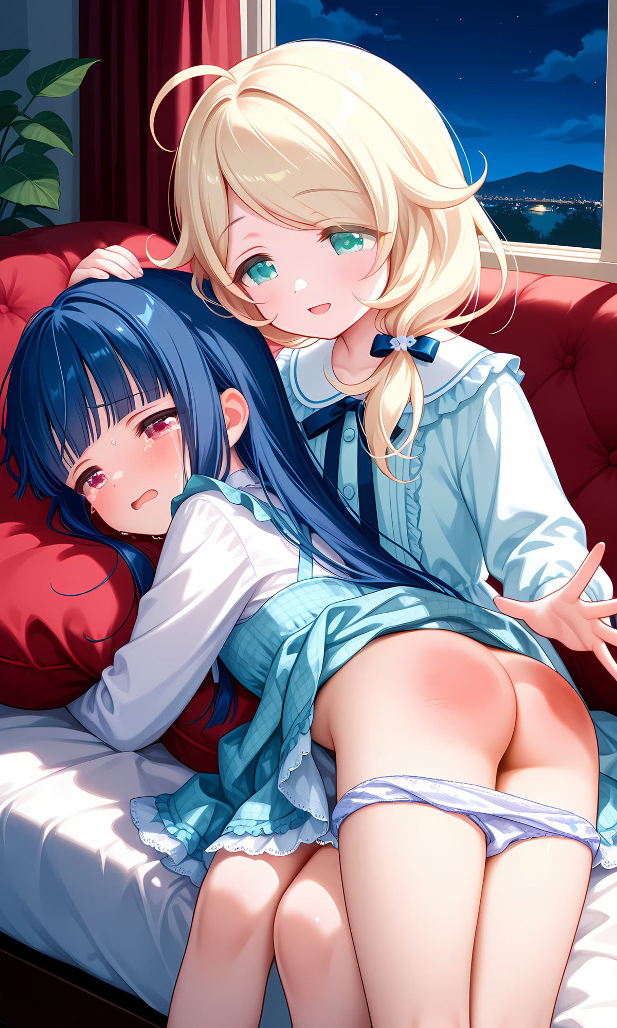 佐城雪美・遊佐こずえ（アイドルマスター）お尻叩きイラスト集 - サンプル画像 1