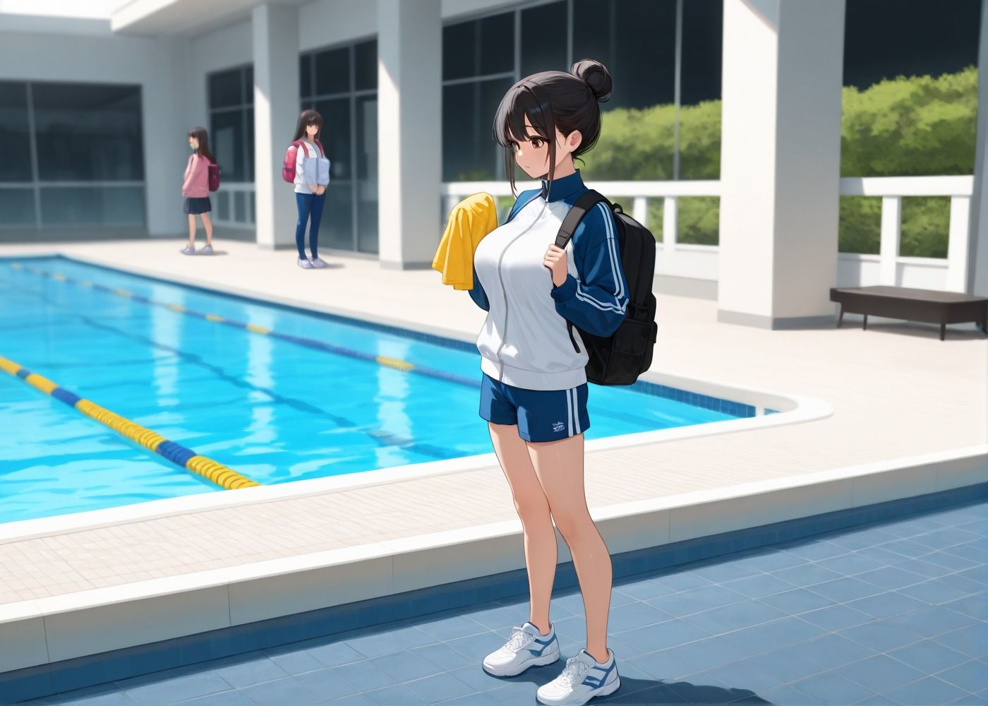 夏休みのプールサイドでハメハメする水泳部女子 - サンプル画像 1