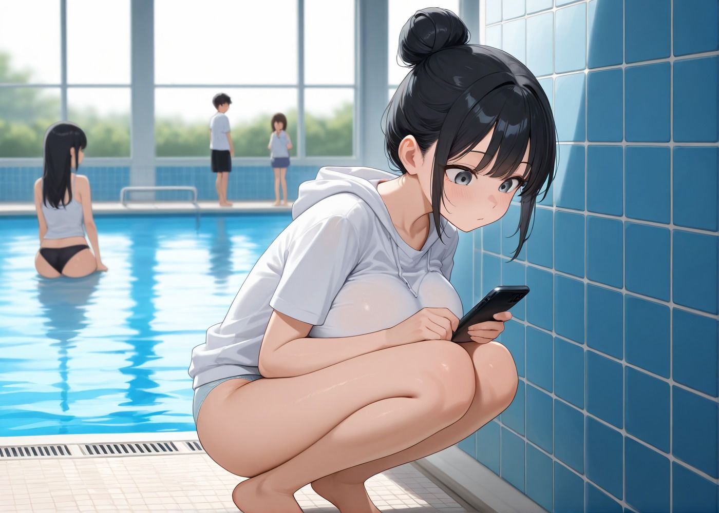 夏休みのプールサイドでハメハメする水泳部女子 - サンプル画像 3