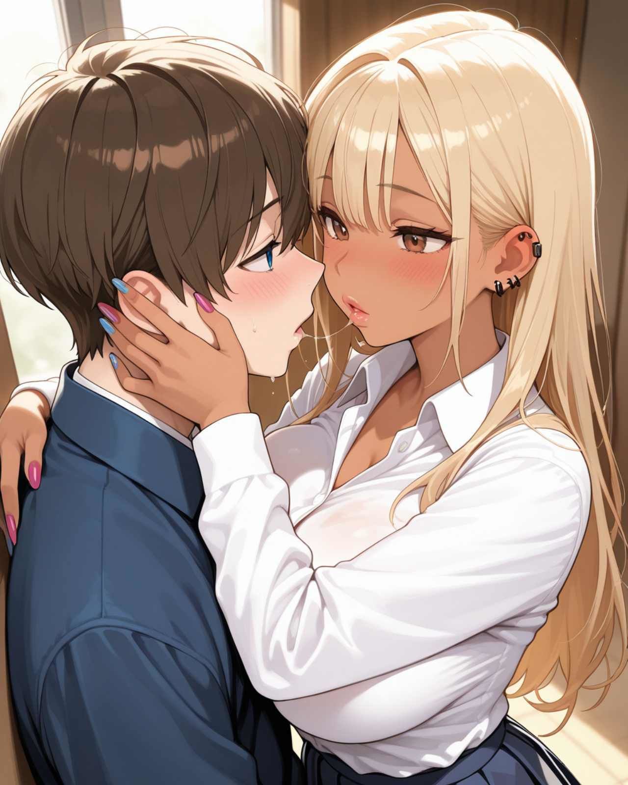 白×黒ギャル  クラスの一軍エロギャルがセフレに！  ビッチな彼女と生ハメ学園性活 - サンプル画像 2