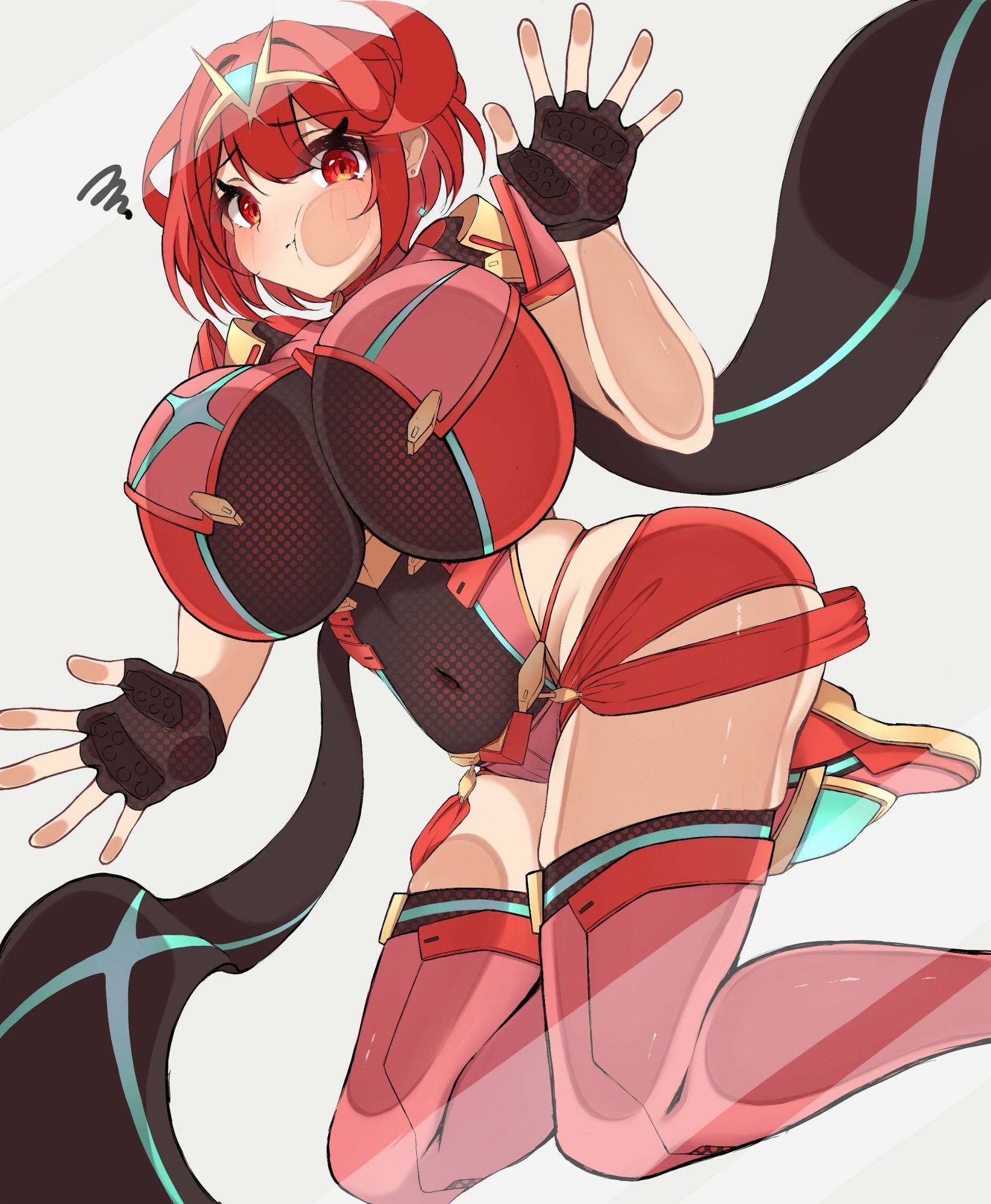 張り付きやられで好き勝手されちゃうホムラ - サンプル画像 1