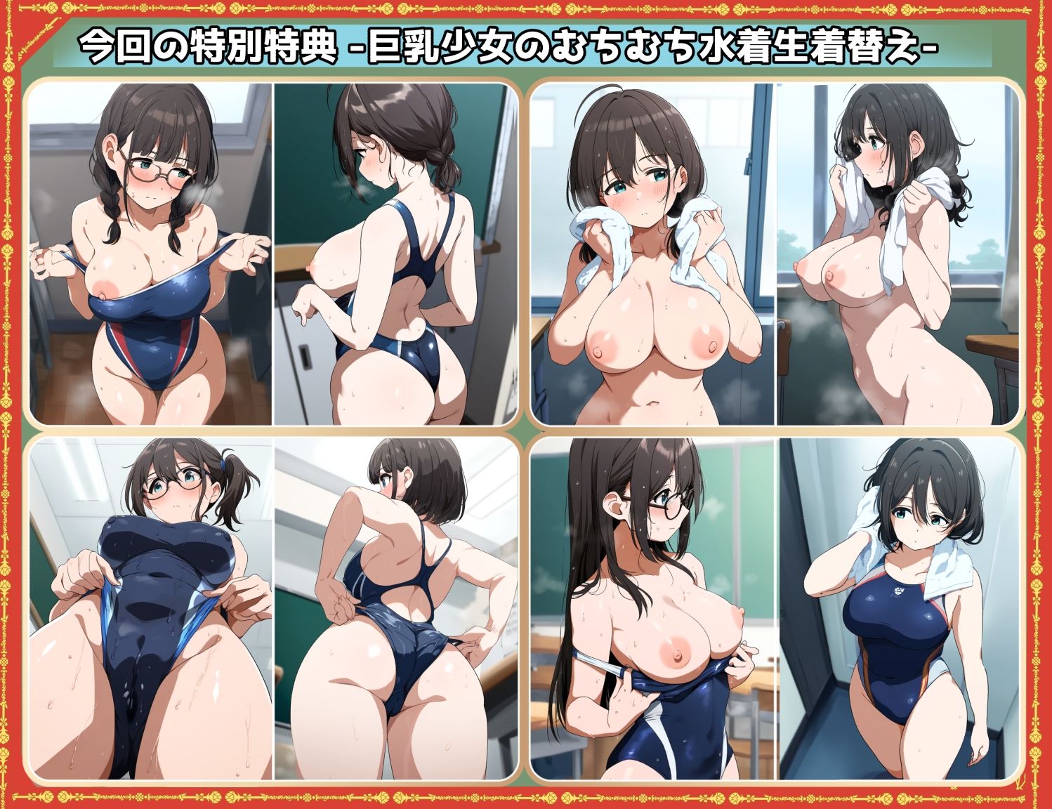 盗撮＆濡れ透けフェチ特化 2020年代アニメ作画特集 雨に降られた濡れ透け少女たち その3 -文系巨乳少女編- 500枚を撮影- - サンプル画像 5