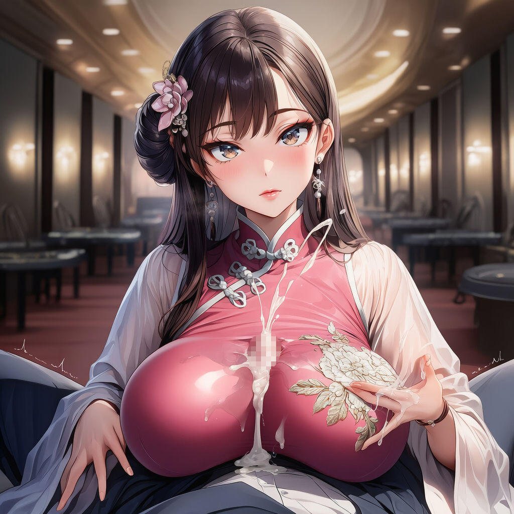 チャイナドレスの美女にぶっかけ・服内射精 - サンプル画像 3