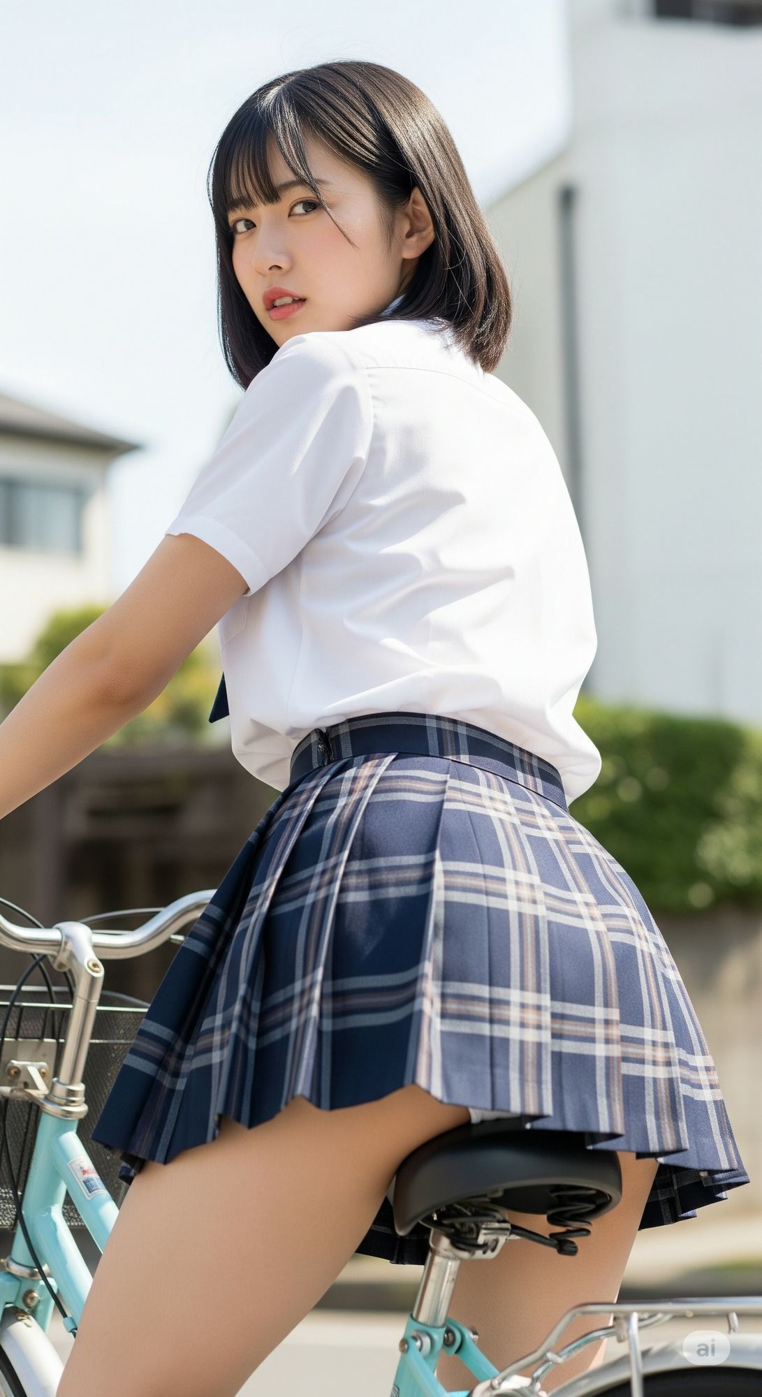 学校帰りのミニスカ自転車JK（パンチラあり） - サンプル画像 2