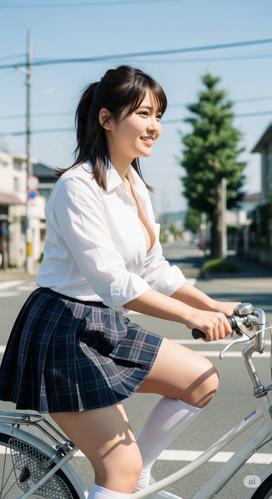学校帰りのミニスカ自転車JK（パンチラあり） - サンプル画像 6