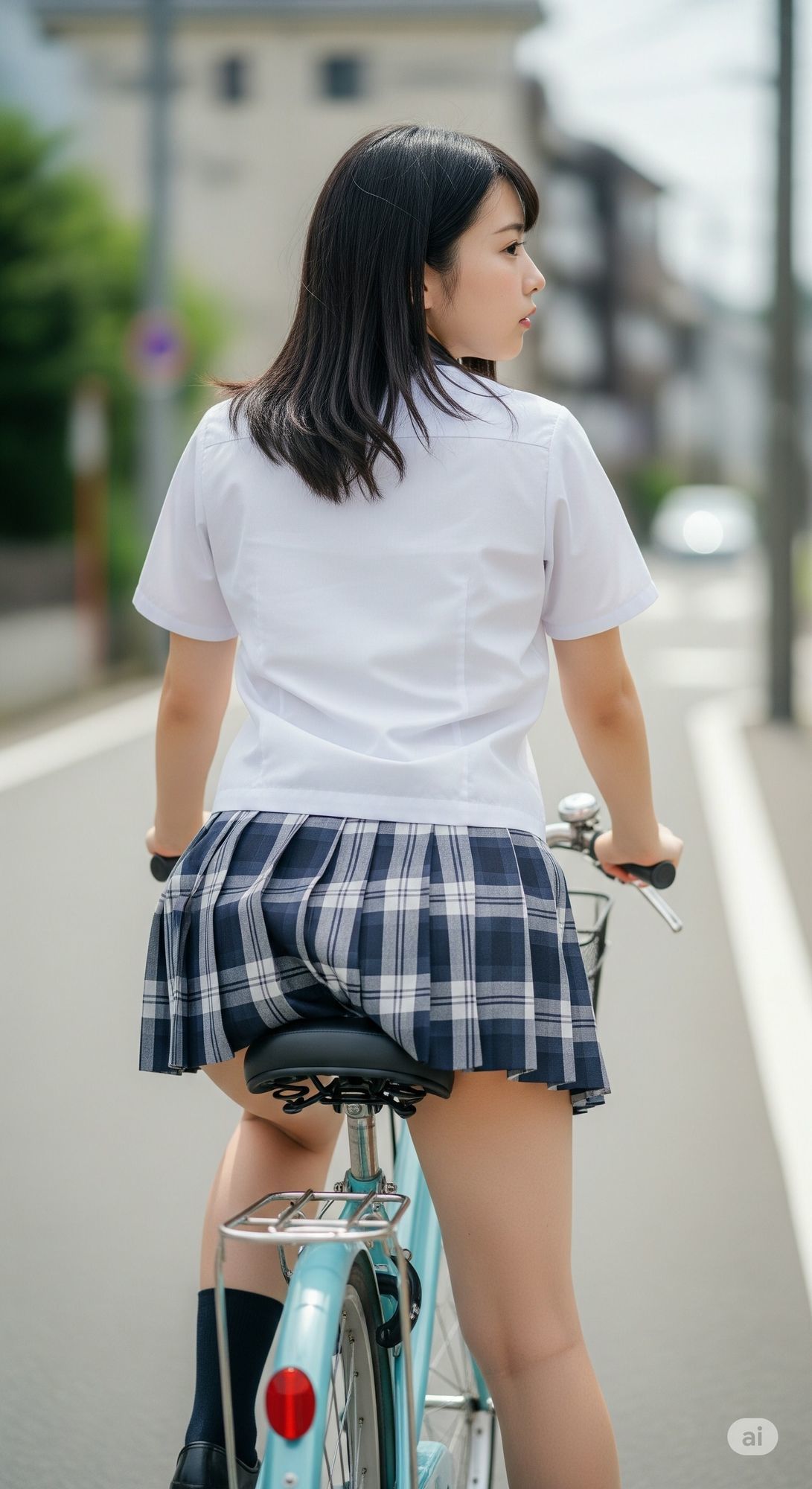 学校帰りのミニスカ自転車JK（パンチラあり） - サンプル画像 9