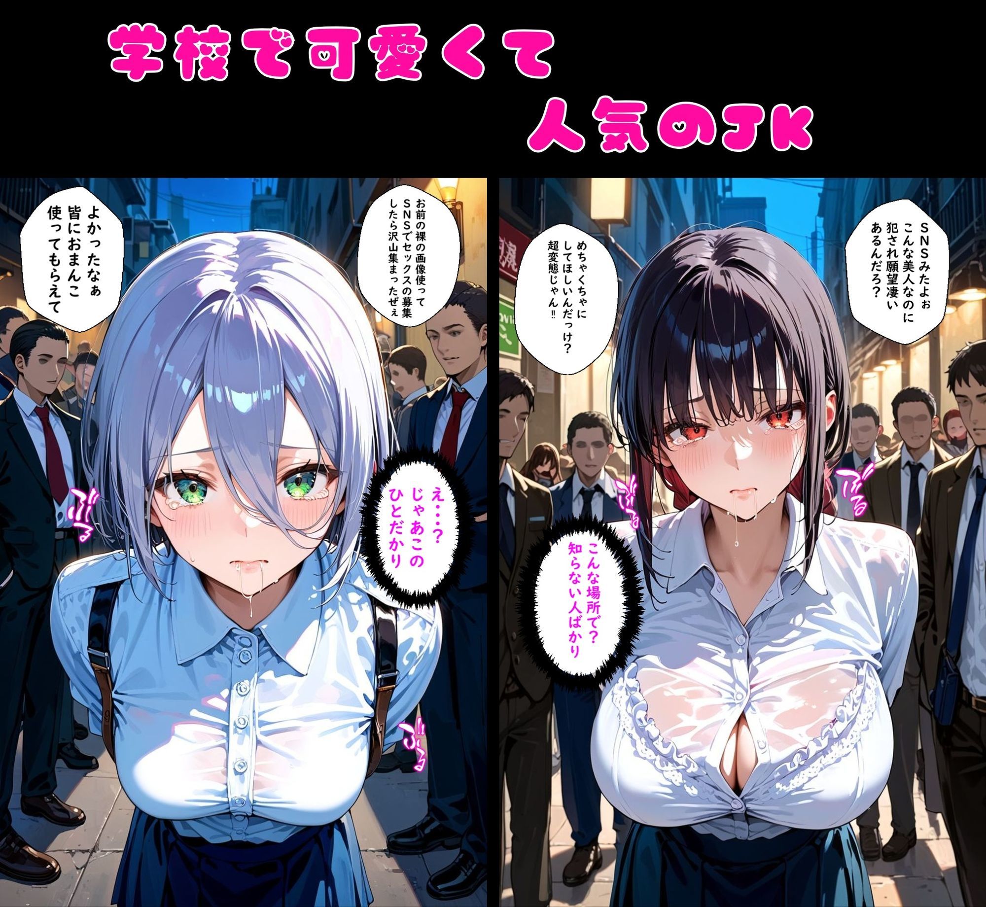 2人の狙われたJK 性奴●化計画【路地裏編】（真白・黒羽） - サンプル画像 2