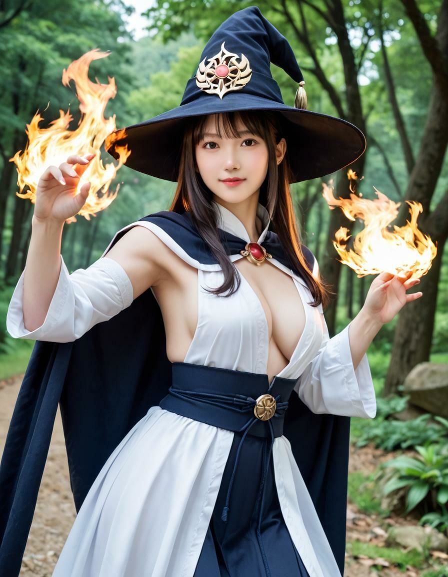 炎の魔法使い（449枚）【実写系AI超リアルCG集EX】 - サンプル画像 1