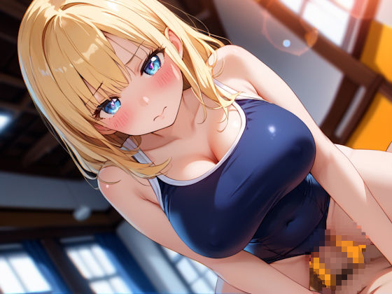 スク水×金髪巨乳  濃厚孕ませSEX - サンプル画像 1