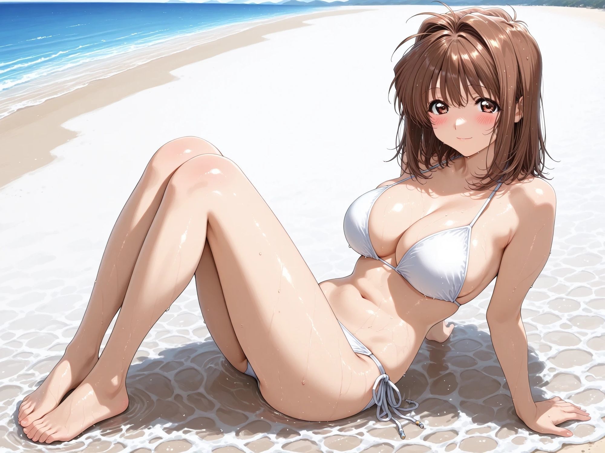 AIイラストCG集117 L〇VERS 恋に〇ちたら 河〇理恵（海水浴編） - サンプル画像 1