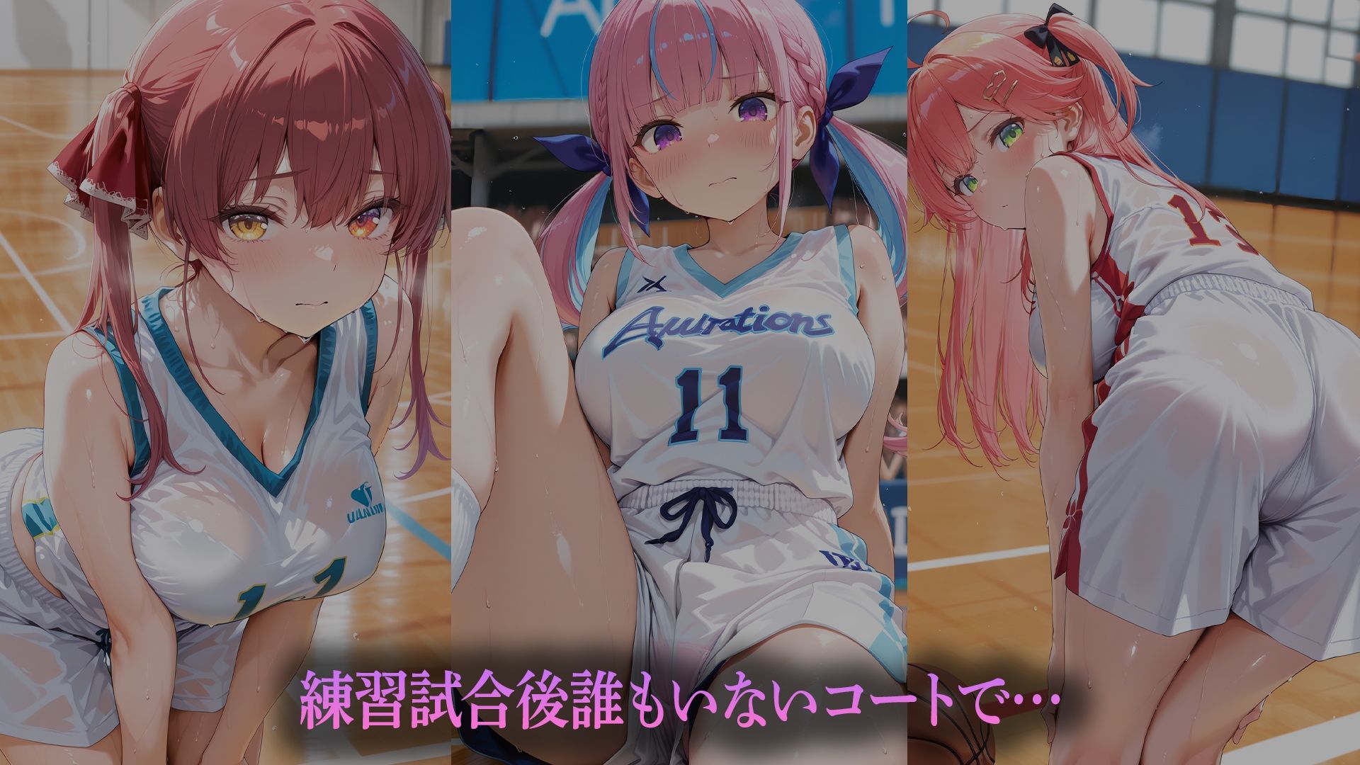 バスケ部彼女と試合後えっち〜誰もいないコートで〜（ホ●ライブバージョン） - サンプル画像 1