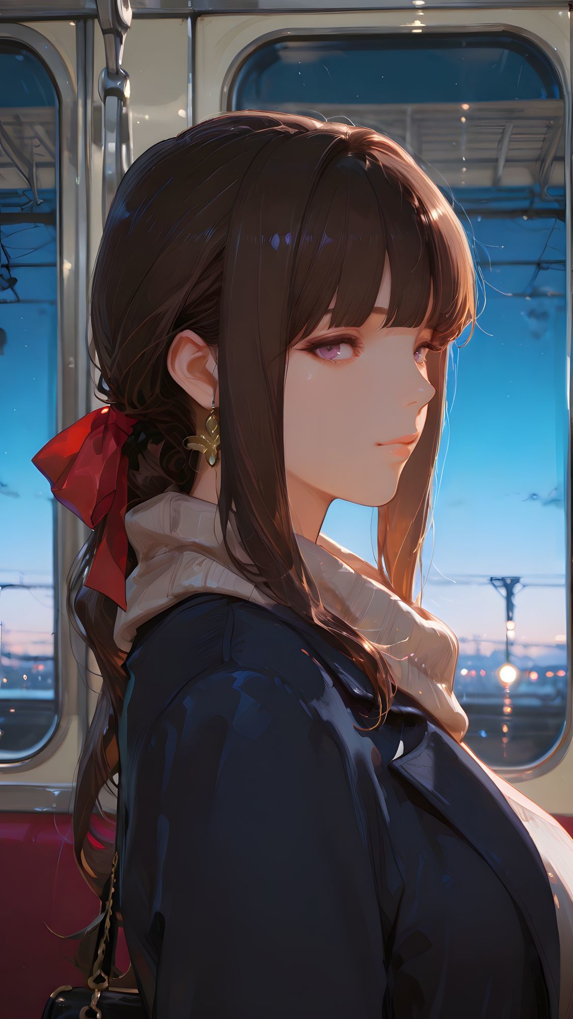 古びた電車に揺られる未亡人 - サンプル画像 1