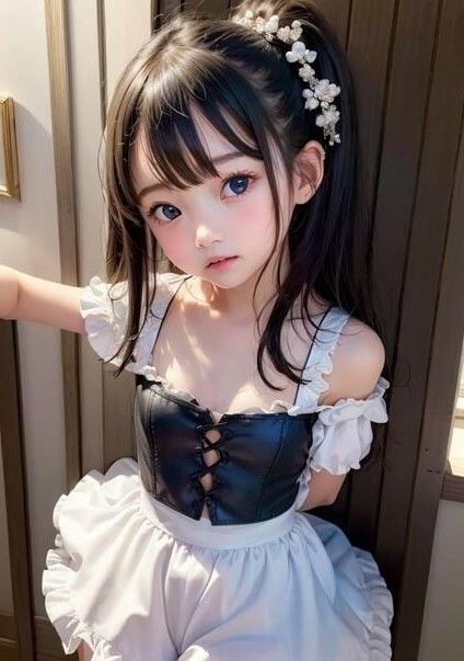 メイド服美少女とキス（舌出しあり） - サンプル画像 1